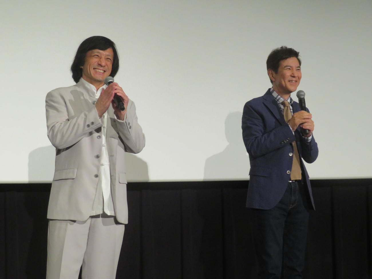 ジャッキー・チェン主演作「ライド・オン」先行日本最速上映イベントに出席したジャッキーちゃん（左）と関根勤