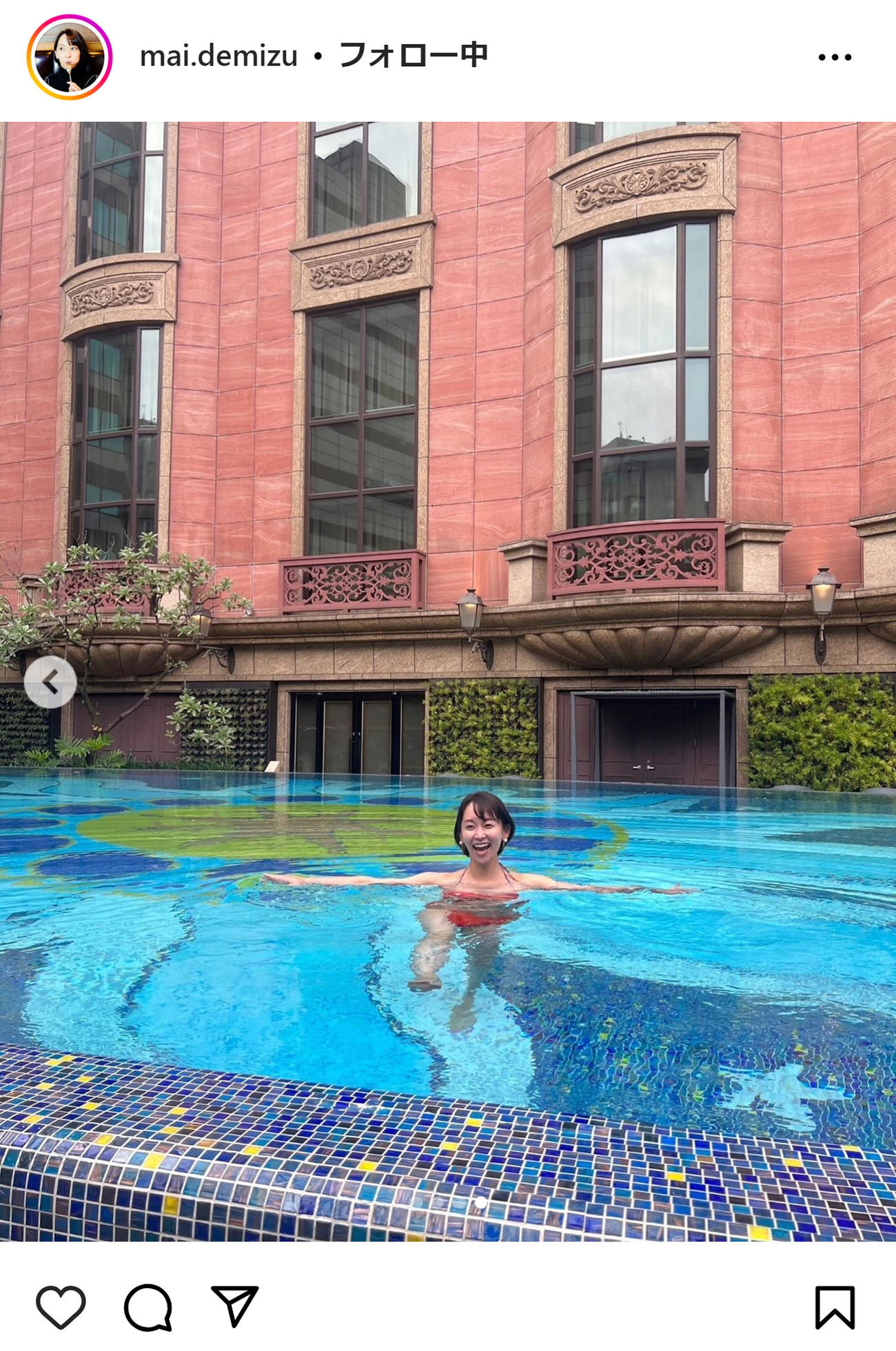 出水麻衣アナのインスタグラムから