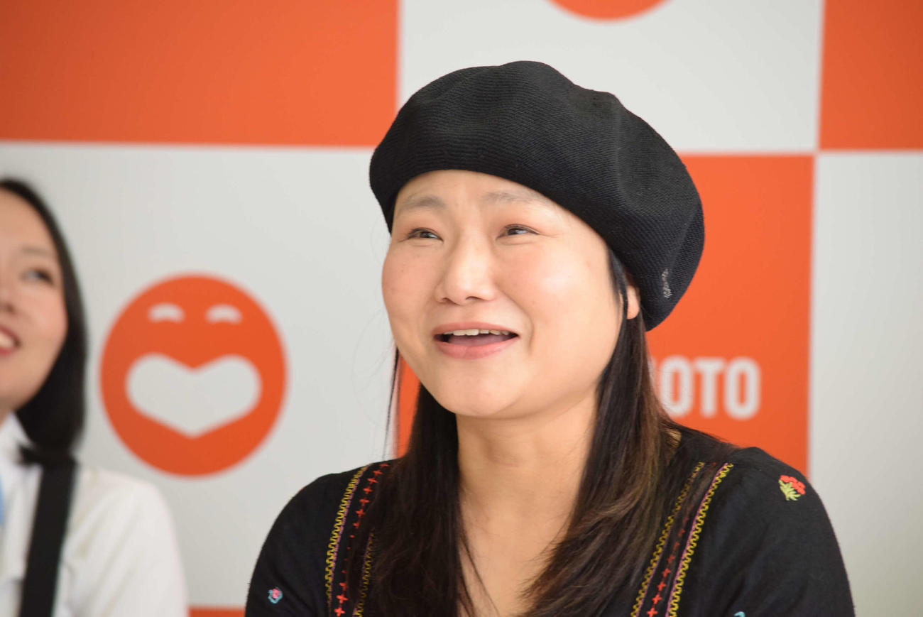 間寛平GMの月例会見に登場した島田珠代（撮影・阪口孝志）