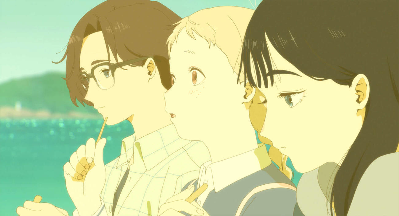 山田尚子監督の最新アニメ映画「きみの色」に登場する、左から影平ルイ、日暮トツ子、作永きみ（C）2024「きみの色」製作委員会