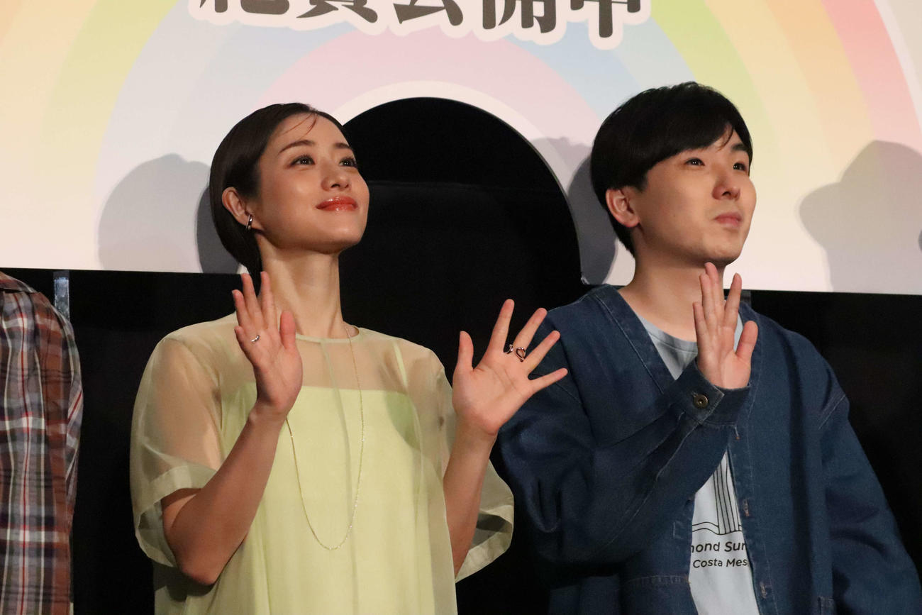 映画「ミッシング」ティーチイン付き上映会に登壇した石原さとみと森優作（撮影・加藤理沙）