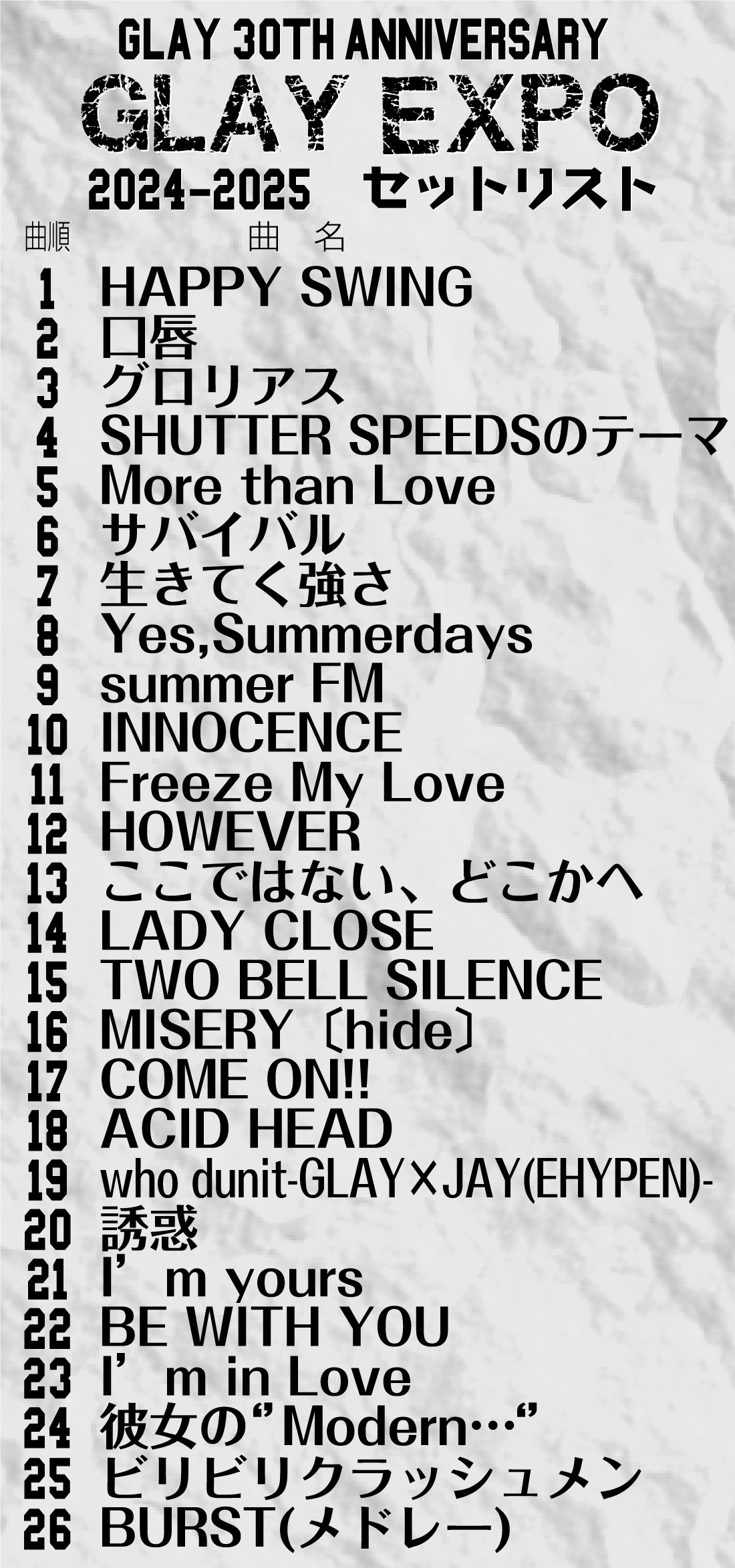 【イラスト】GLAY-30th-Anniversary-GLAY-EXPO-2024-2025セットリスト