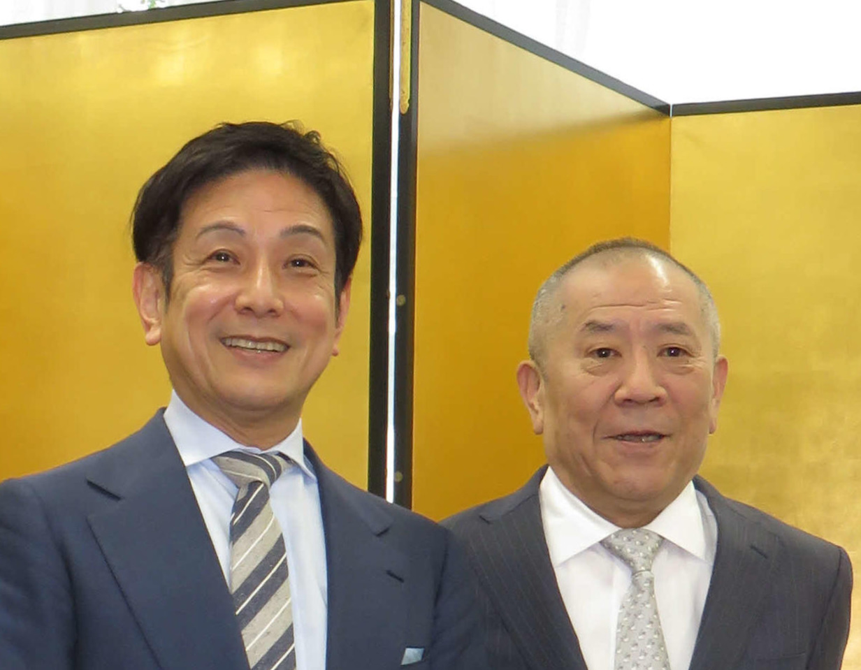 桂米団治（右）と、桂ざこばさん（2018年3月撮影）