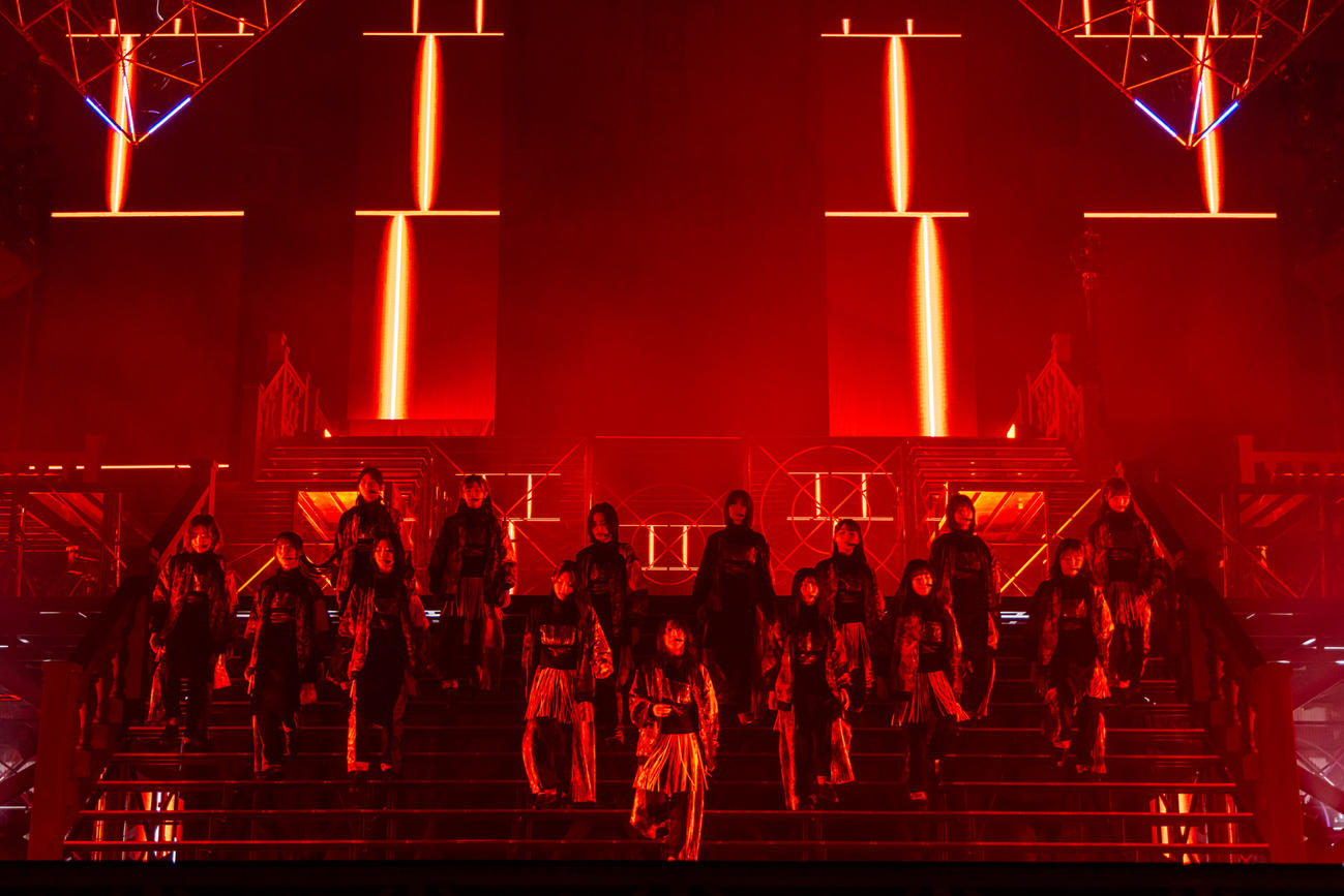 全国ツアーファイナルの東京ドーム公演でパフォーマンスする櫻坂46（撮影・上山陽介氏）