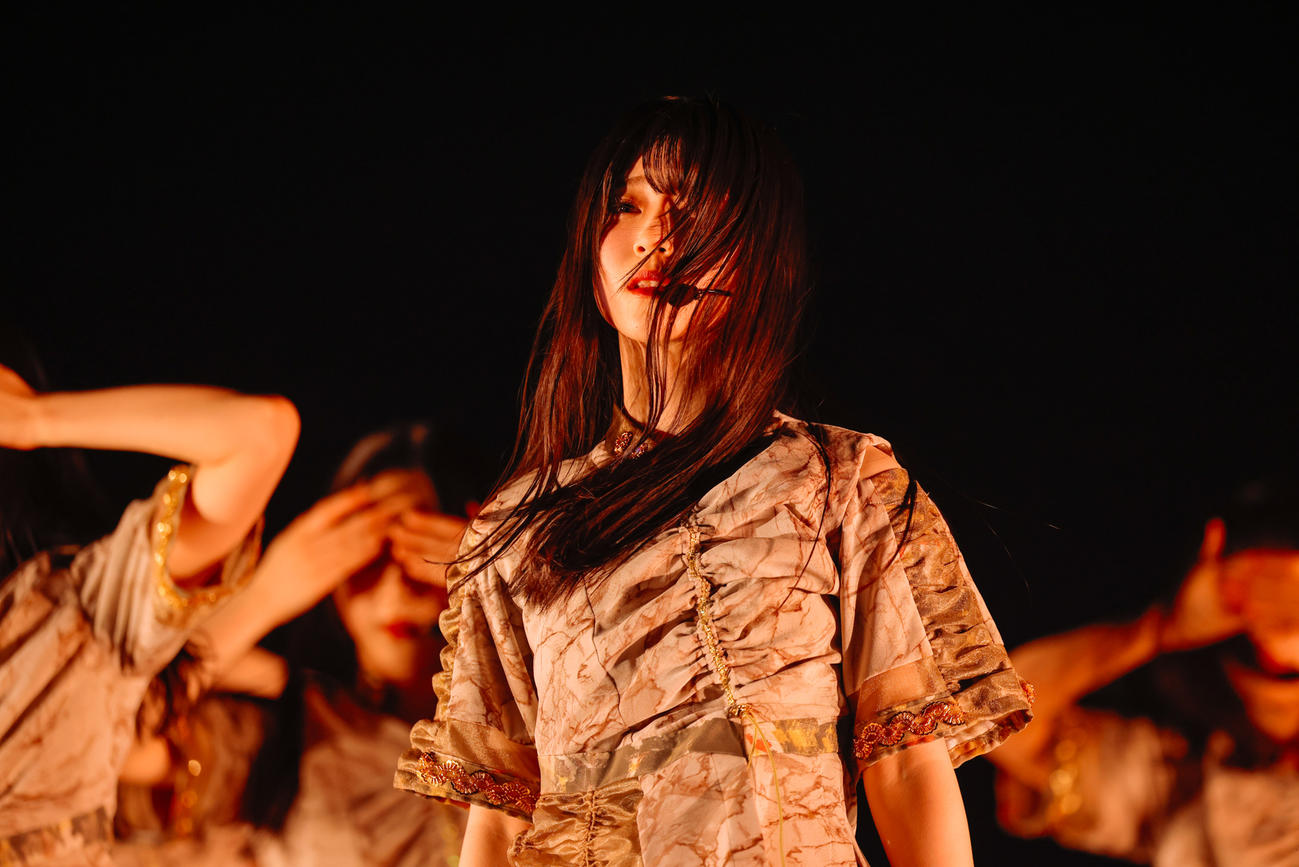 全国ツアーファイナルの東京ドーム公演でパフォーマンスする櫻坂46（撮影・上山陽介氏）