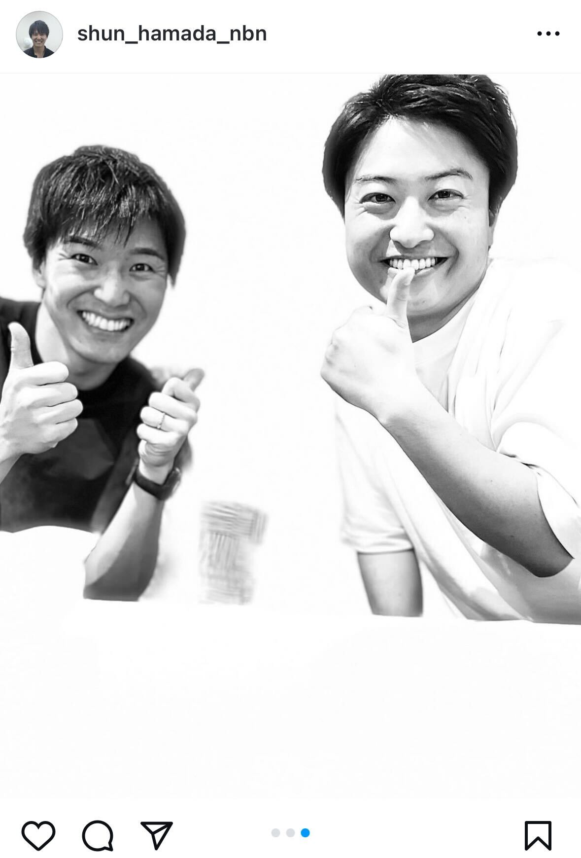 濱田隼アナウンサーインスタグラムから