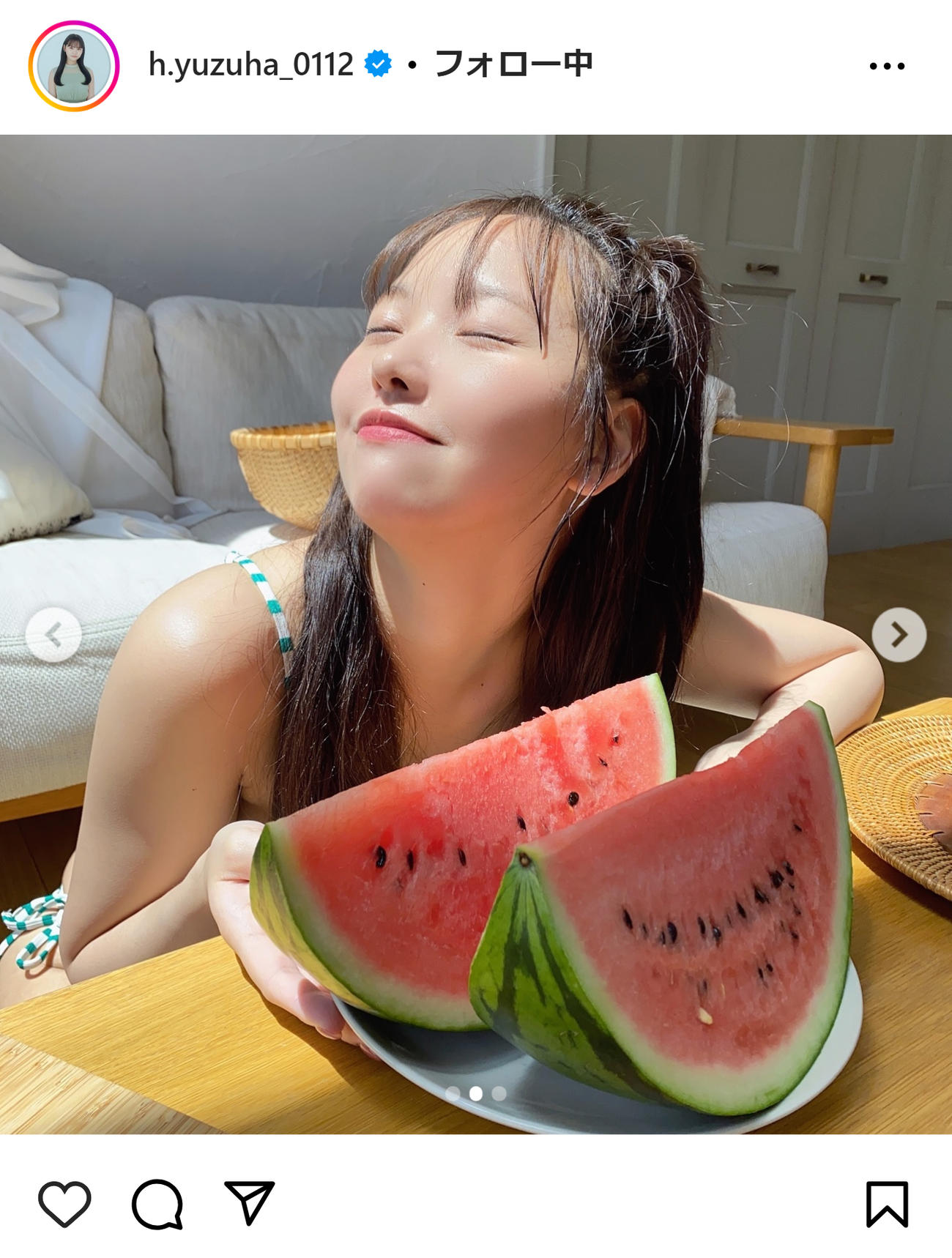 本郷柚巴のインスタグラムから
