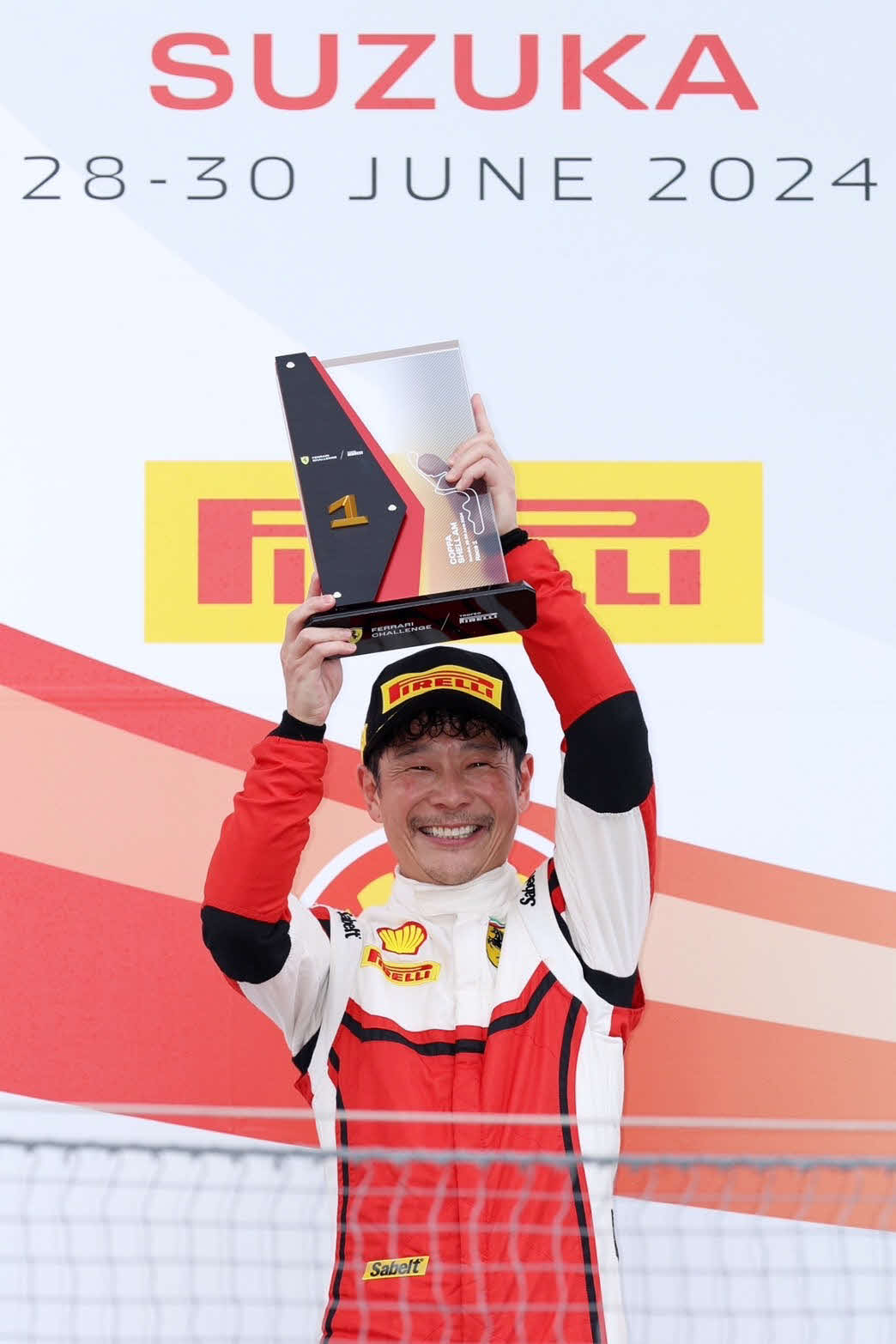 フェラーリ・チャレンジ・ジャパン第6戦シェルアマクラスで、初日にクラス優勝を成し遂げた前澤友作氏（C）MAEZAWA RACING