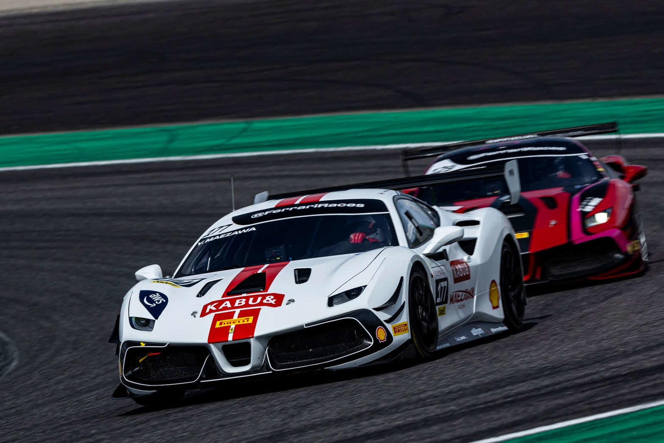 フェラーリ・チャレンジ・ジャパン第6戦シェルアマクラスで、初日にクラス優勝を成し遂げた前澤友作氏（C）MAEZAWA RACING