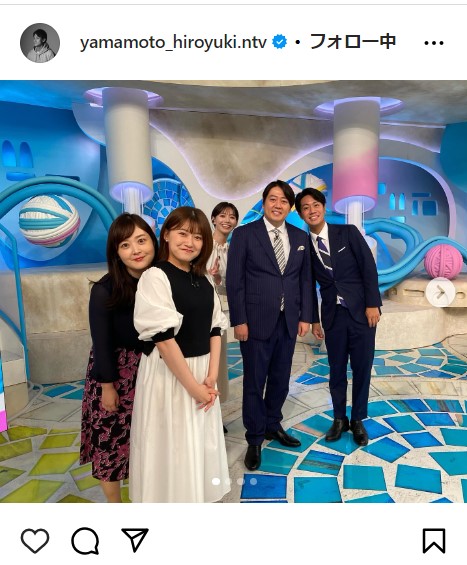 山本紘之アナの公式インスタグラムから