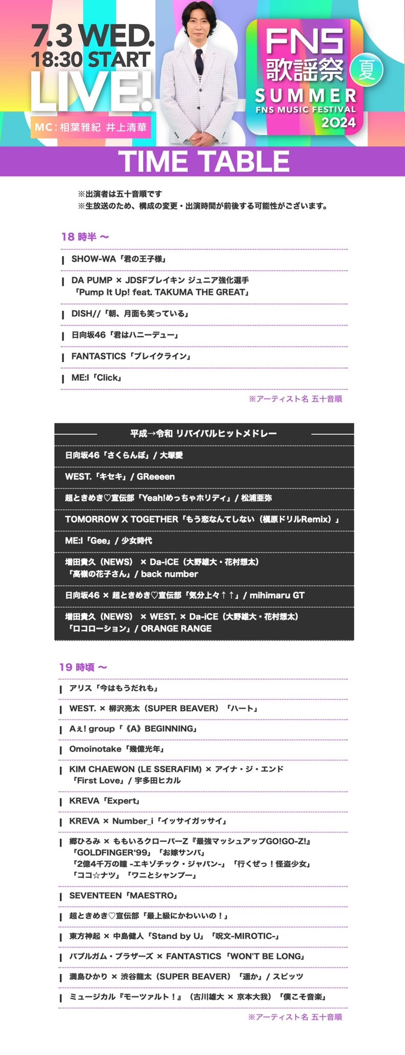 FNS歌謡祭のXから