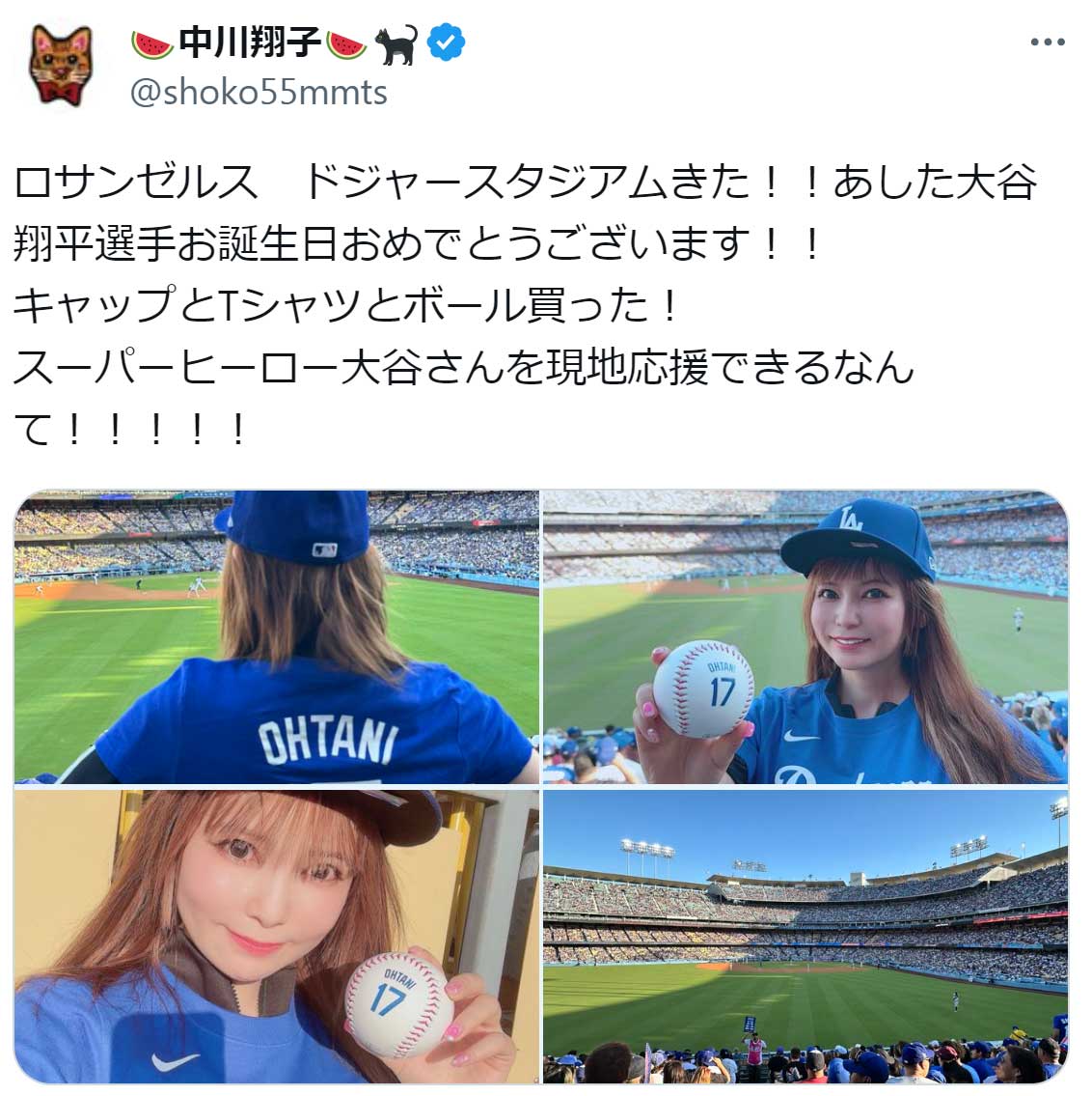 中川翔子のX（旧Twitter）から
