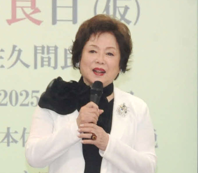 小学館新企画発表会に出席した佐久間良子（撮影・松尾幸之介）