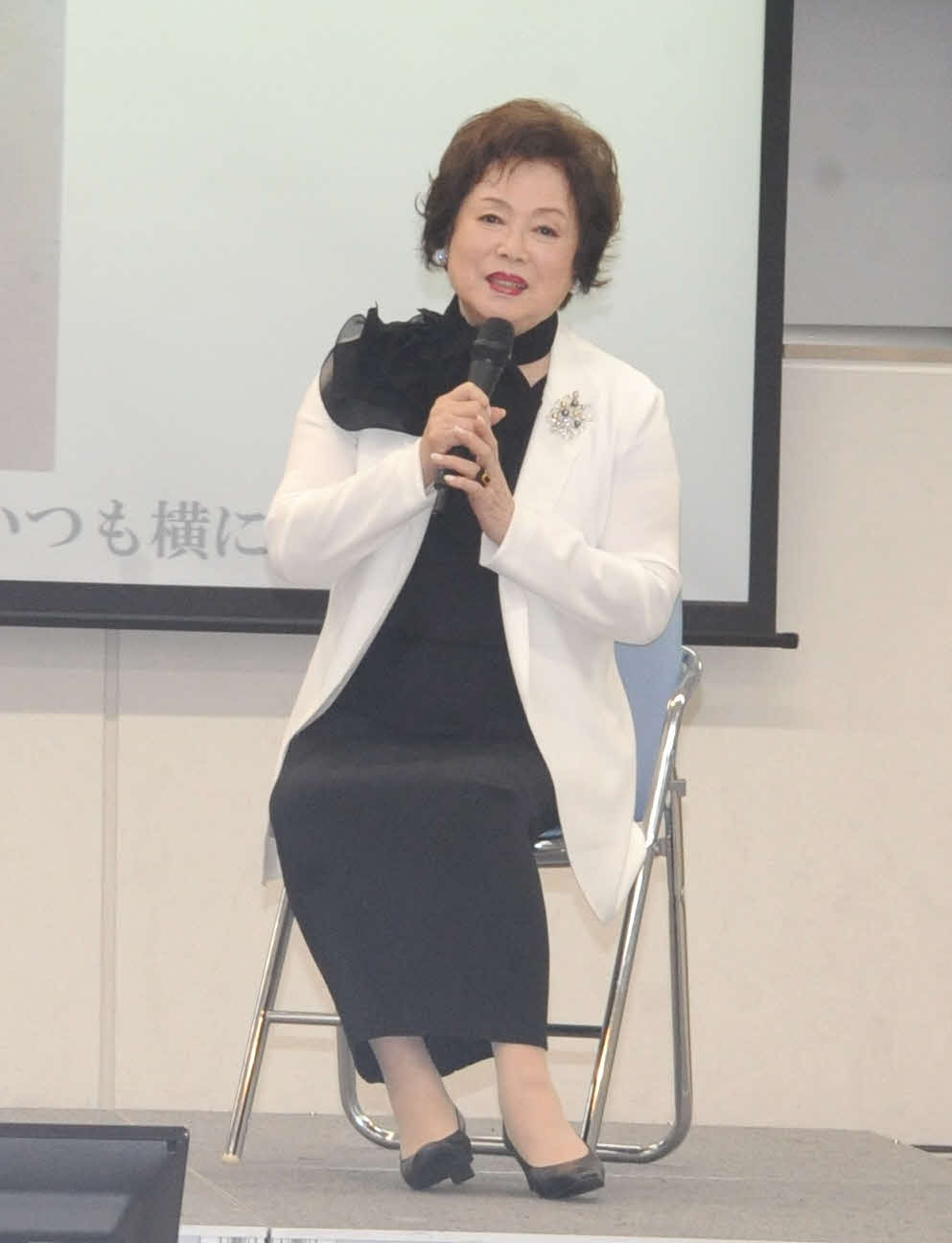 小学館新企画発表会に出席した佐久間良子（撮影・松尾幸之介）