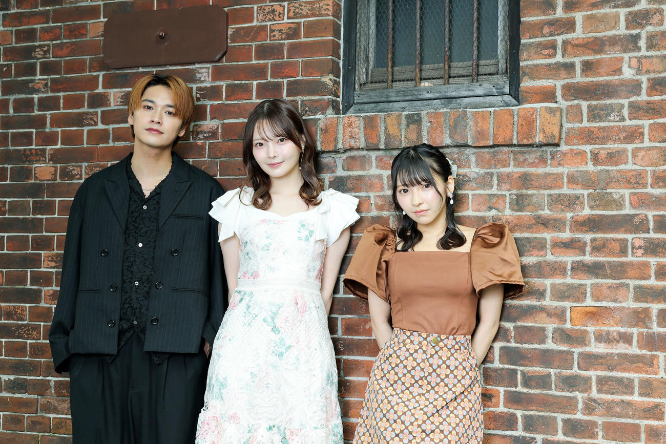 You Tubeドラマ「東京彼女」出演の、左から井上想良、新谷姫加、十味（撮影・河田真司）