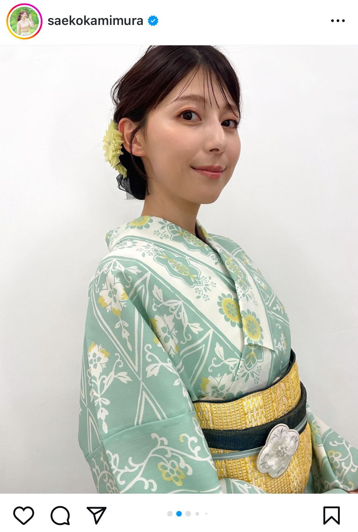 上村彩子アナウンサーインスタグラムから