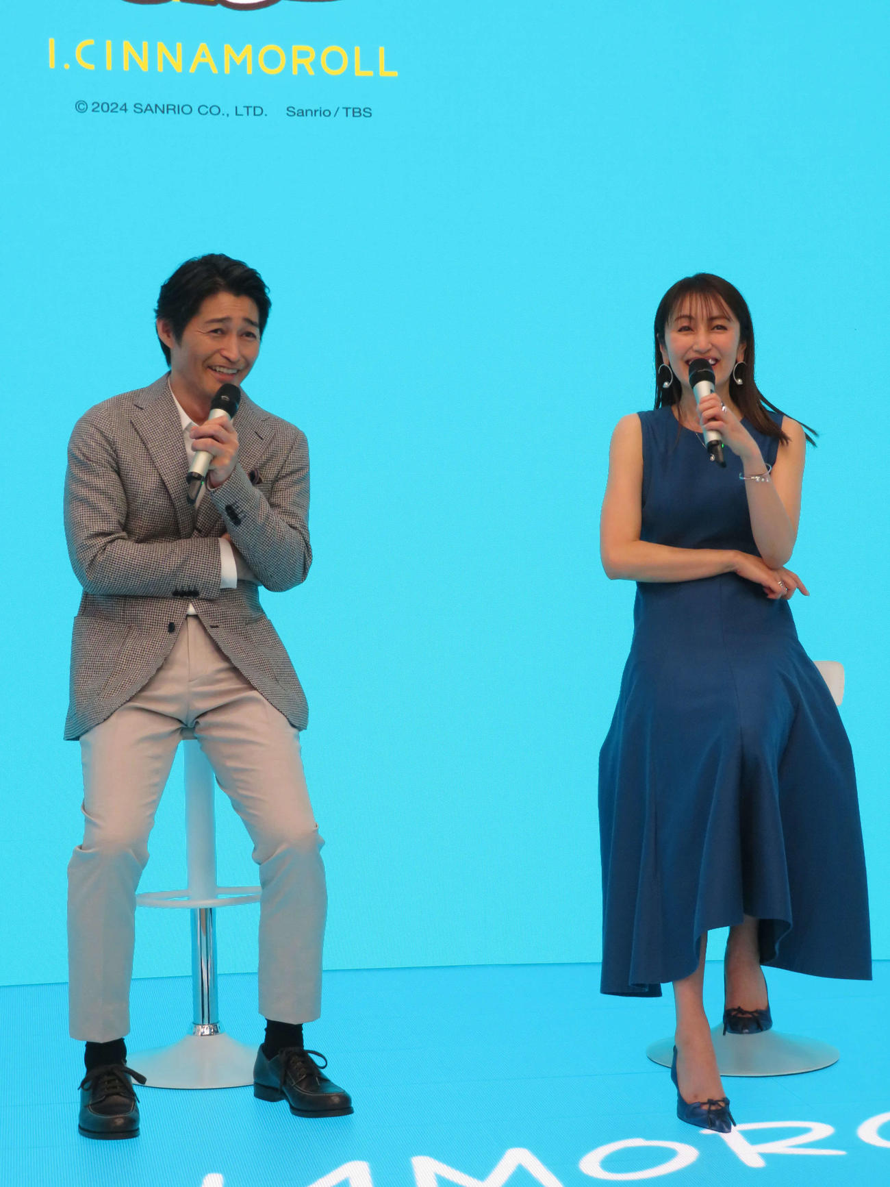 TBSとサンリオ「I．CINNAMOROLL」コラボレーション記者発表会に出席した安田顕と矢田亜希子（撮影・村上幸将）