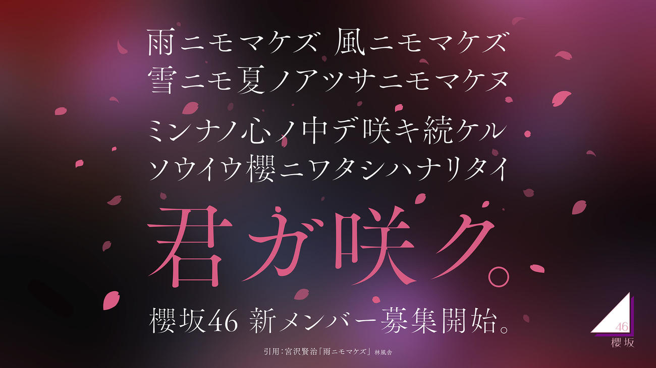 新メンバーオーディション開催を発表した櫻坂46