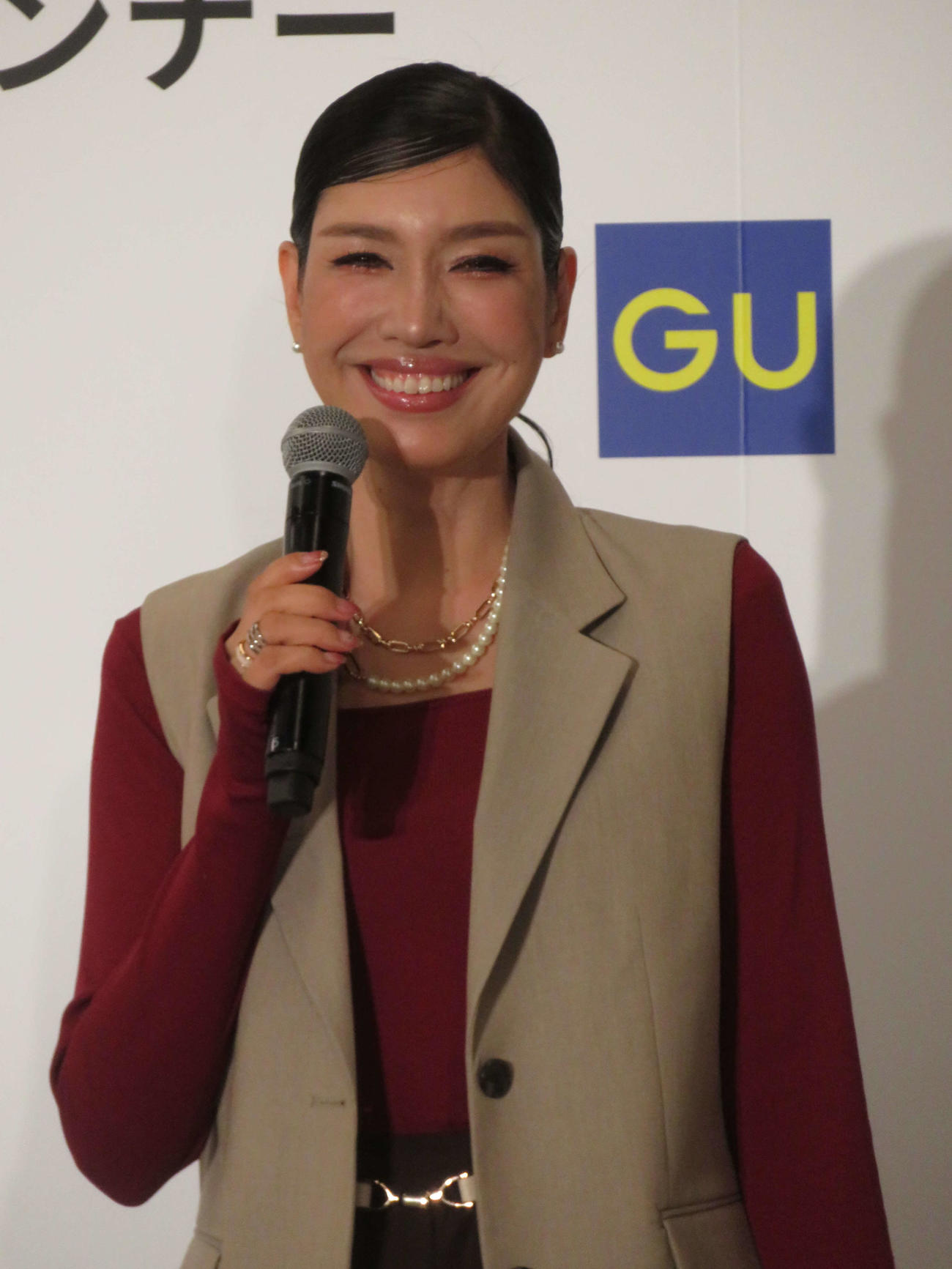 GUデザインインナー新商品発表会に出席したアンミカ（撮影・村上幸将）