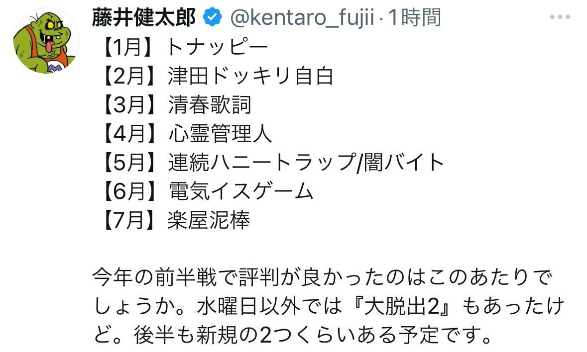 藤井健太郎氏のＸから