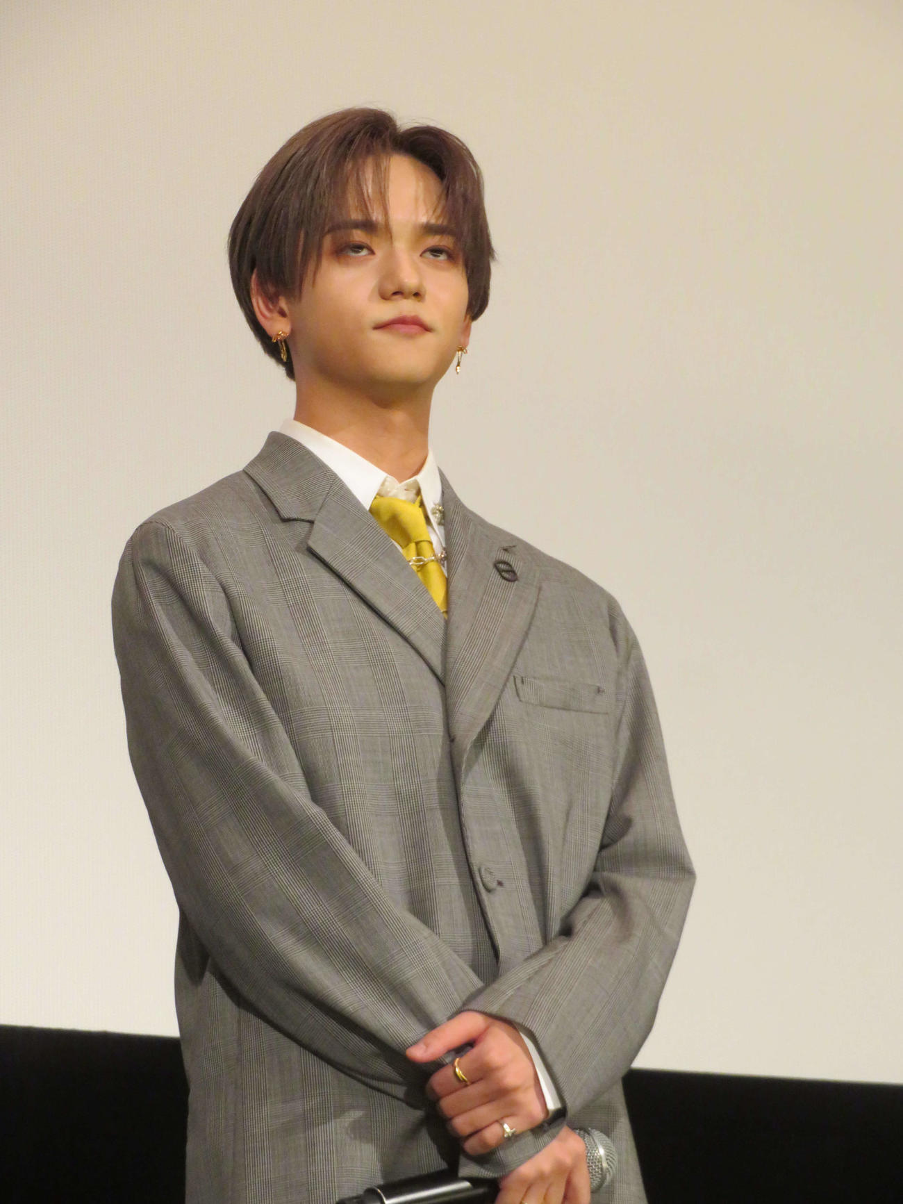 「逃走中　THE MOVIE」公開後舞台あいさつ登壇した中島颯太（撮影・村上幸将）