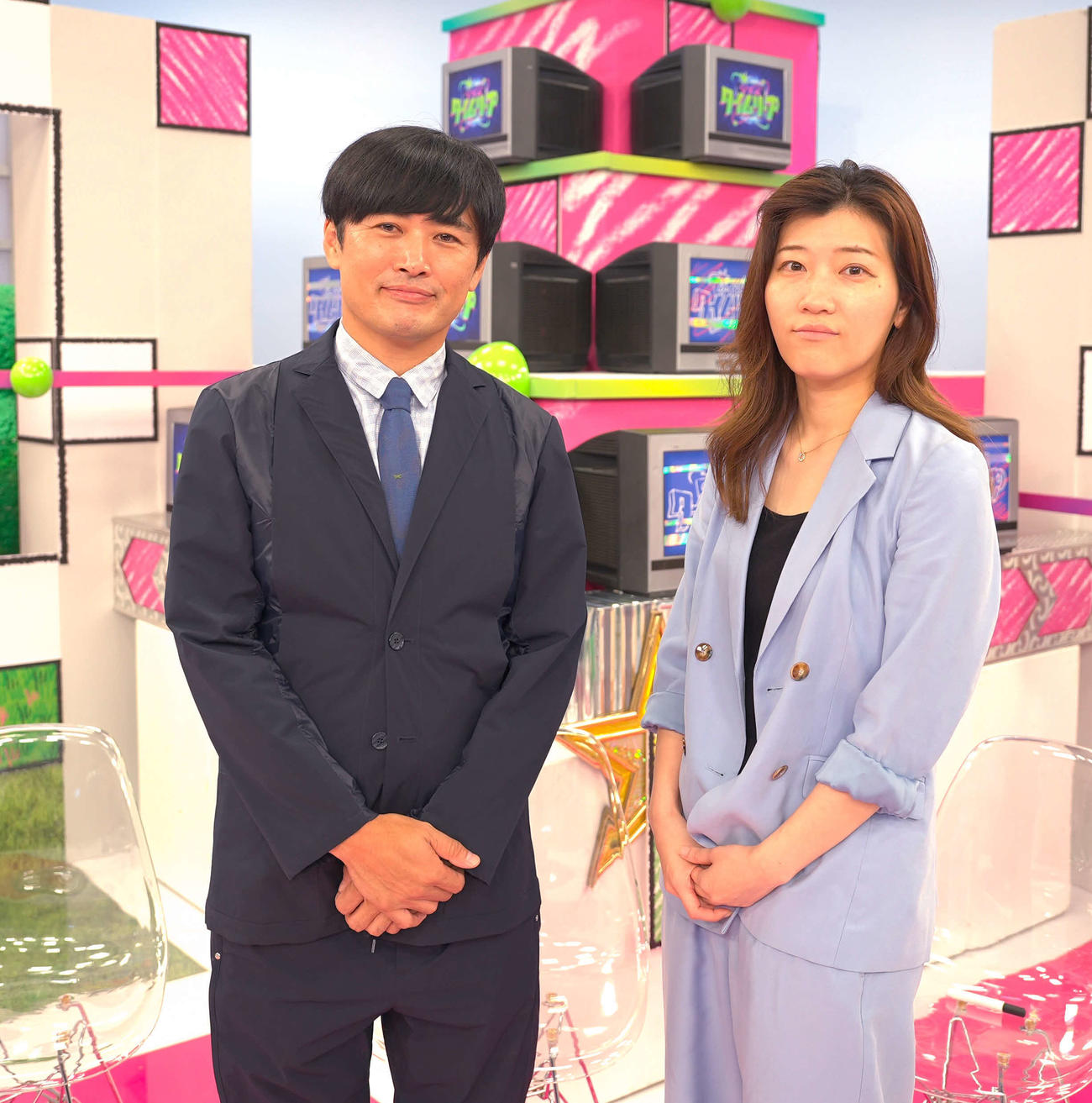 日本テレビ系特番「クイズ　タイムリープ」に出演する劇団ひとり（左）とヒコロヒー