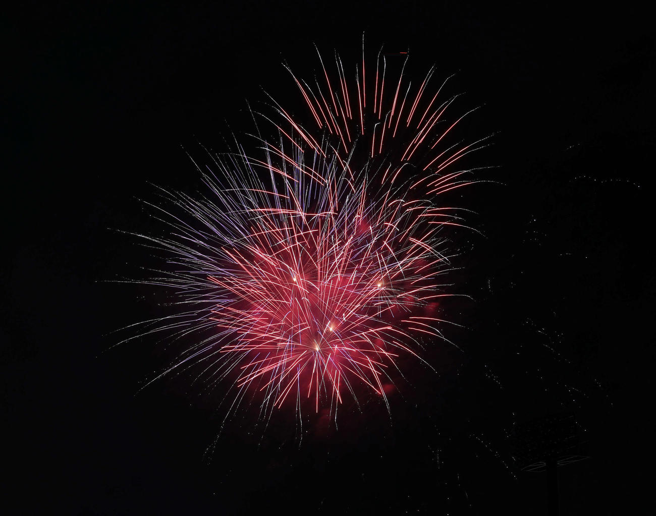 神宮の空を彩る花火（撮影・宮地輝）