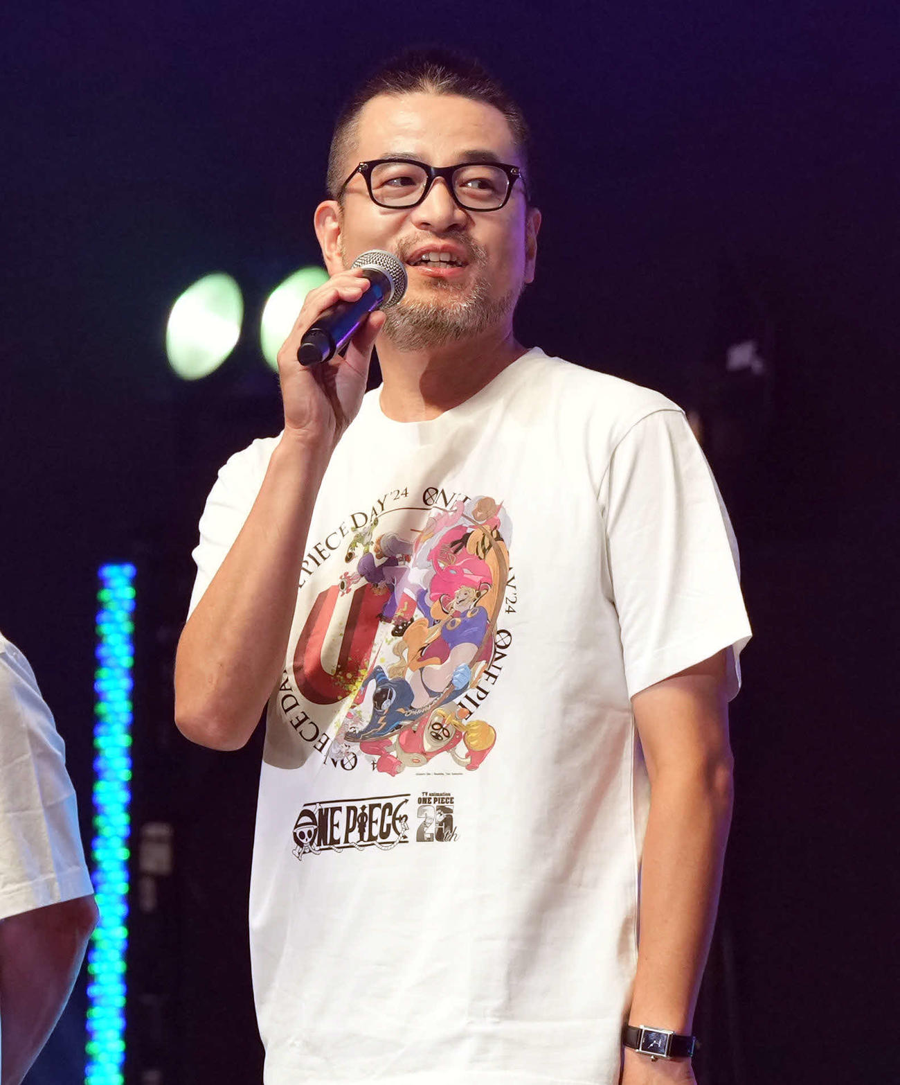 ステージに登壇したベガパンク声優陣。シャカ役の阪口周平（撮影・たえ見朱実）