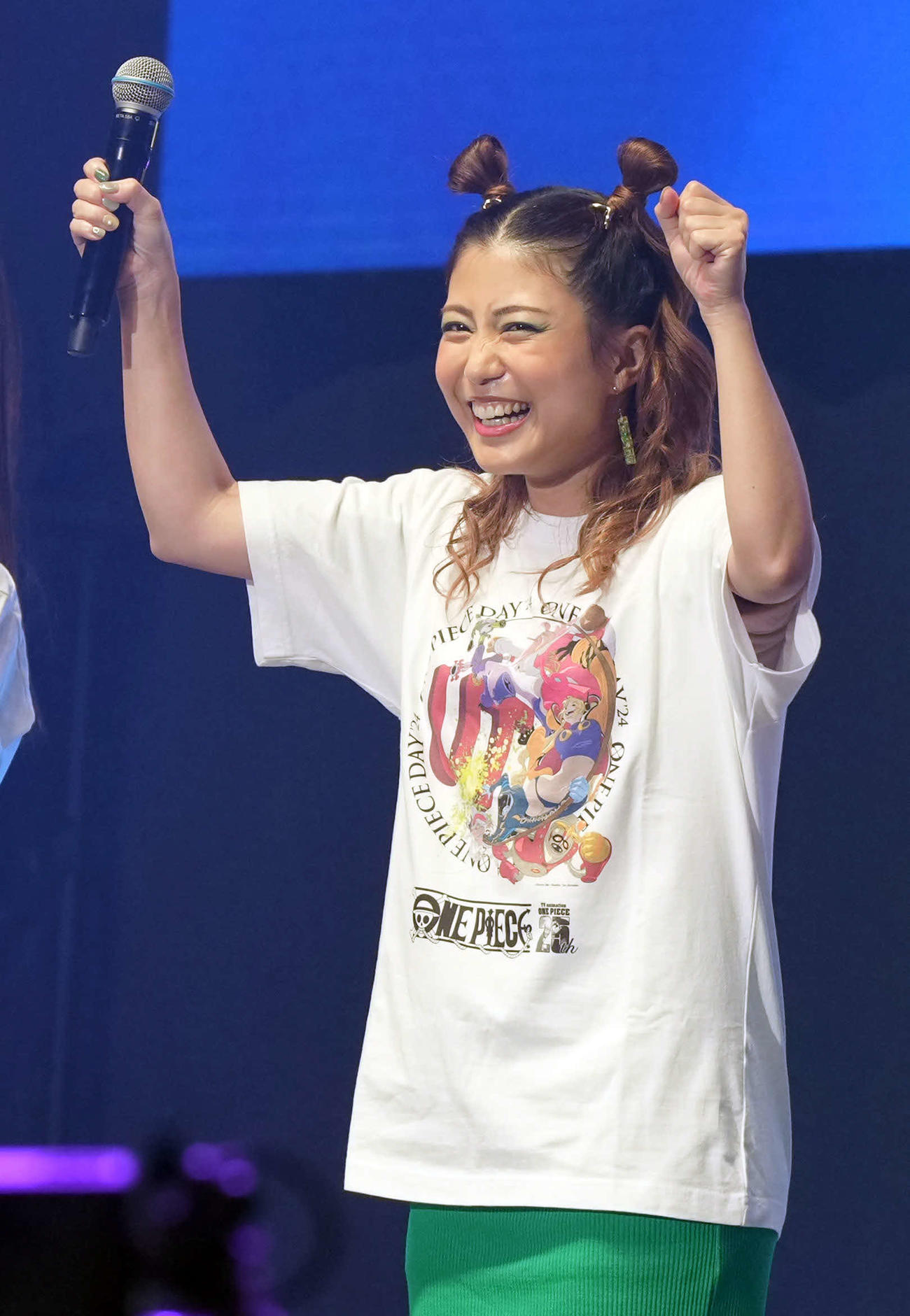 ステージに登壇したベガパンク声優陣。エジソン役の白石涼子（撮影・たえ見朱実）