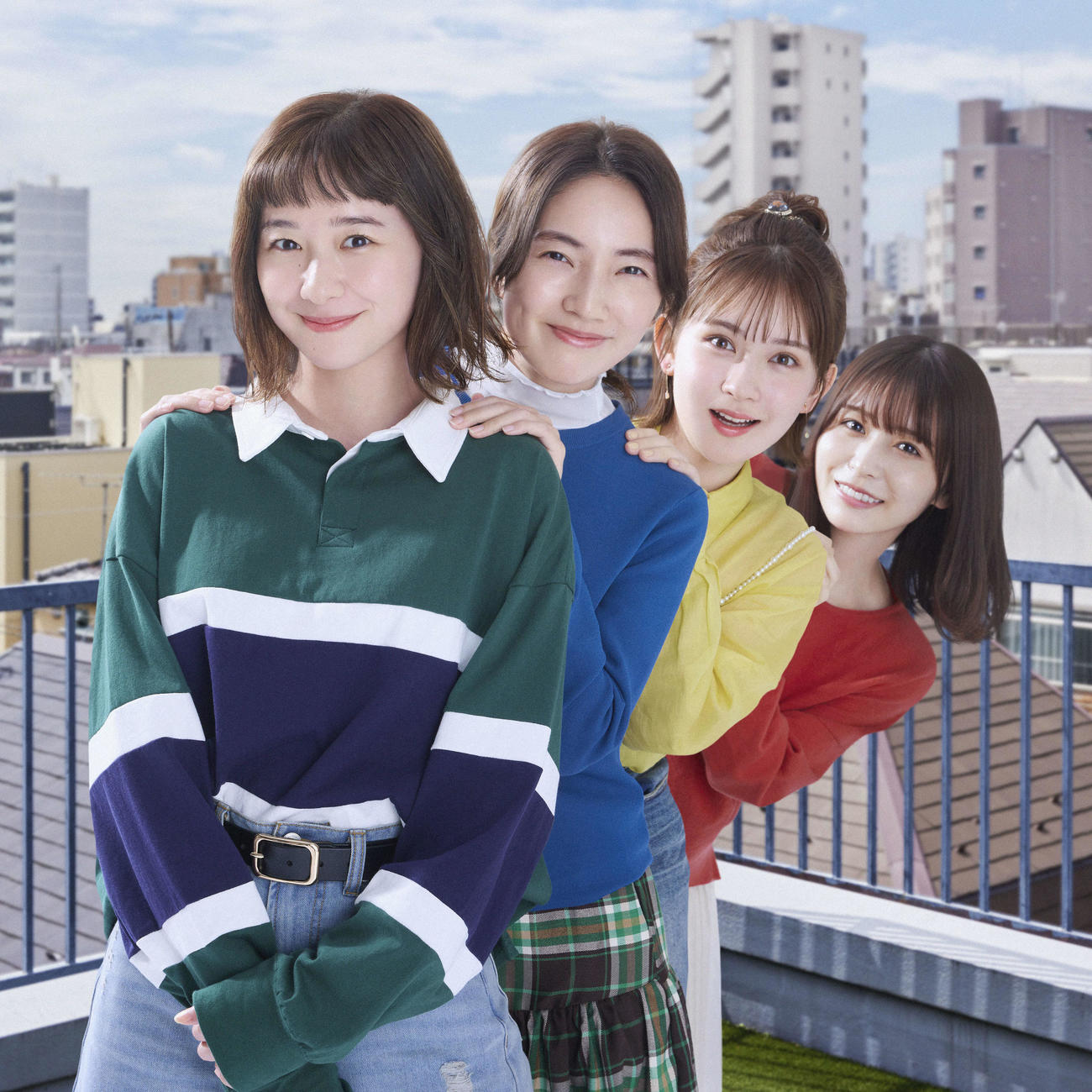 日本テレビ系連続ドラマ「若草物語－恋する姉妹と恋せぬ私－」に出演する左から堀田真由、仁村紗和、畑芽育、長濱ねる