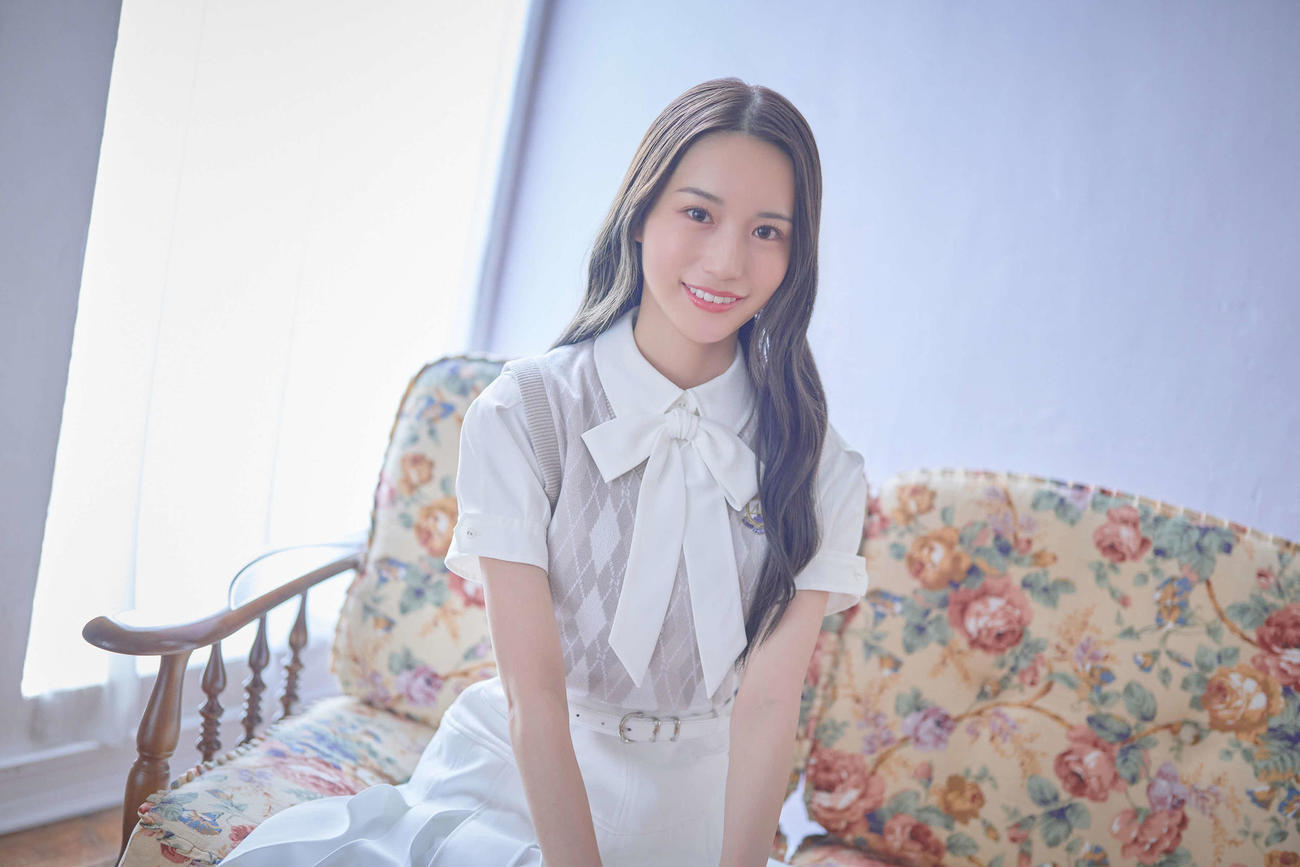 インタビューに応じた乃木坂46の掛橋沙耶香（撮影・鈴木健太氏）