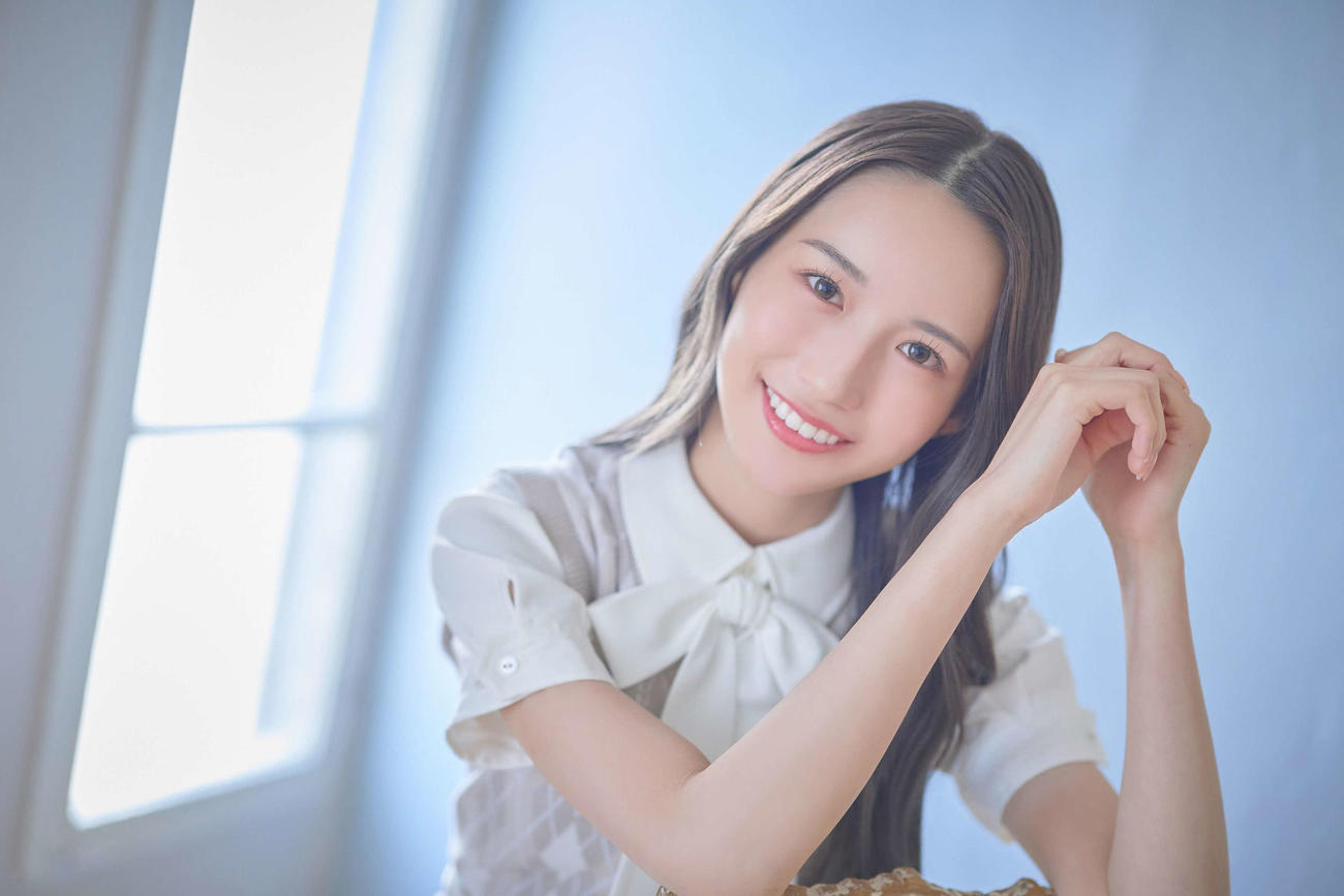 インタビューに応じた乃木坂46の掛橋沙耶香（撮影・鈴木健太氏）