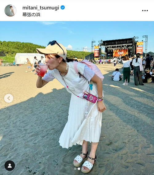夏のパナマバッグＡ４サイズがはいる　浴衣、夏の紬、小千谷に　普段使いも出来ます テレ朝三谷紬アナ、ドリンク片手にサマソニ楽しむ「お酒とお水をこまめ