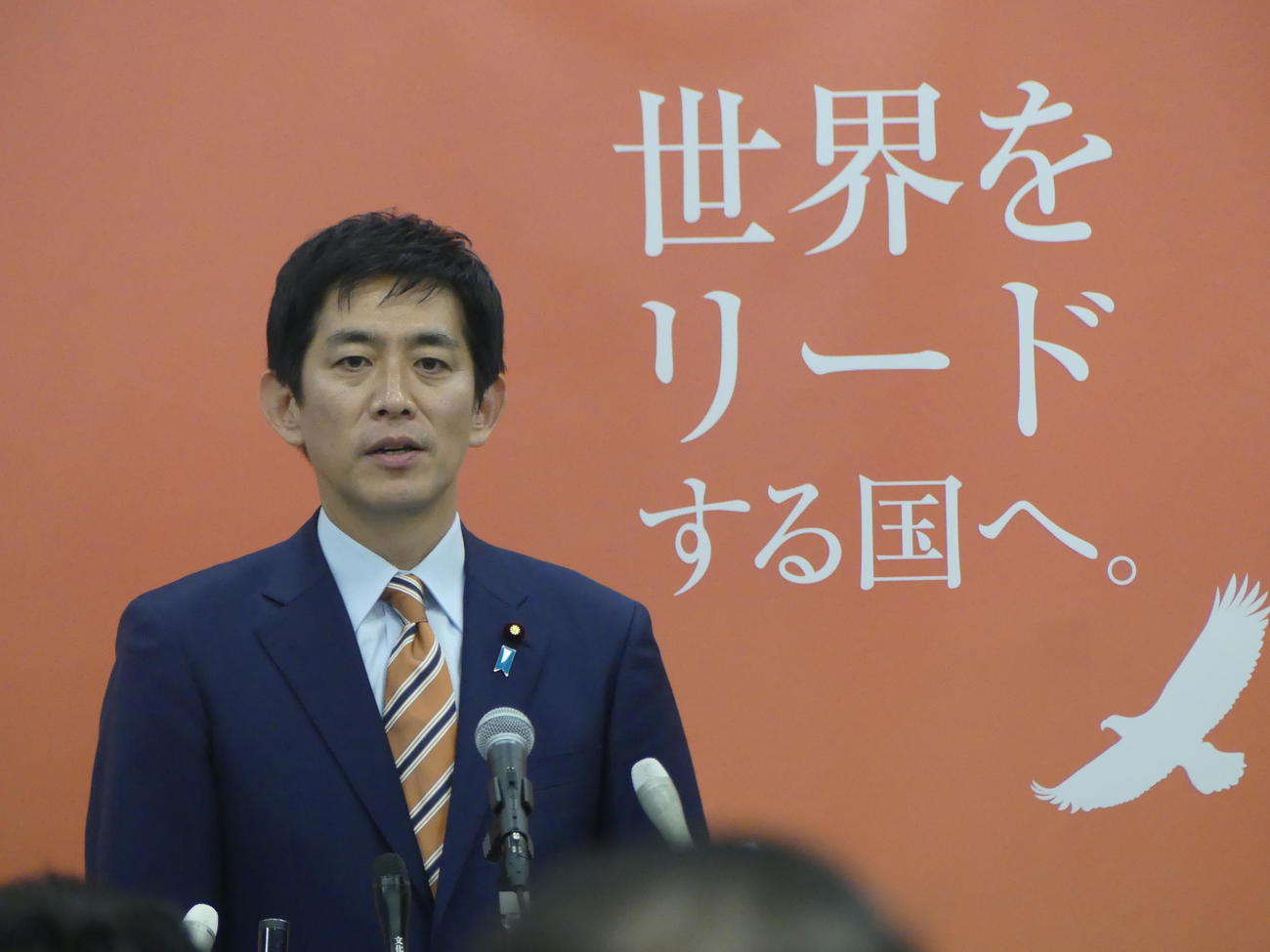 自民党総裁選への出馬を表明した小林鷹之衆院議員（撮影・中山知子）