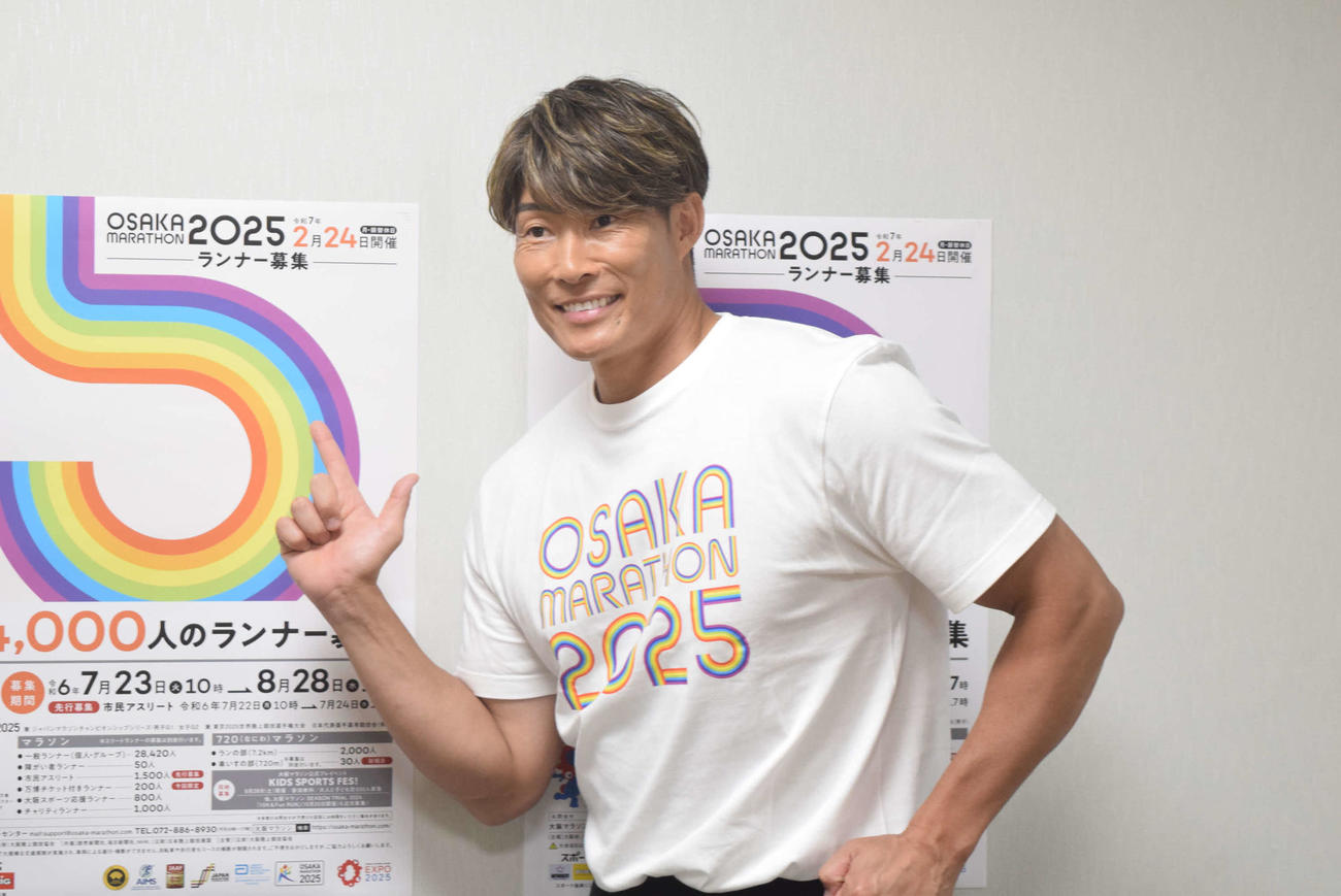 大阪マラソンの「720（なにわ）マラソン（7．2キロ）」出走を表明した糸井嘉男氏（撮影・阪口孝志）