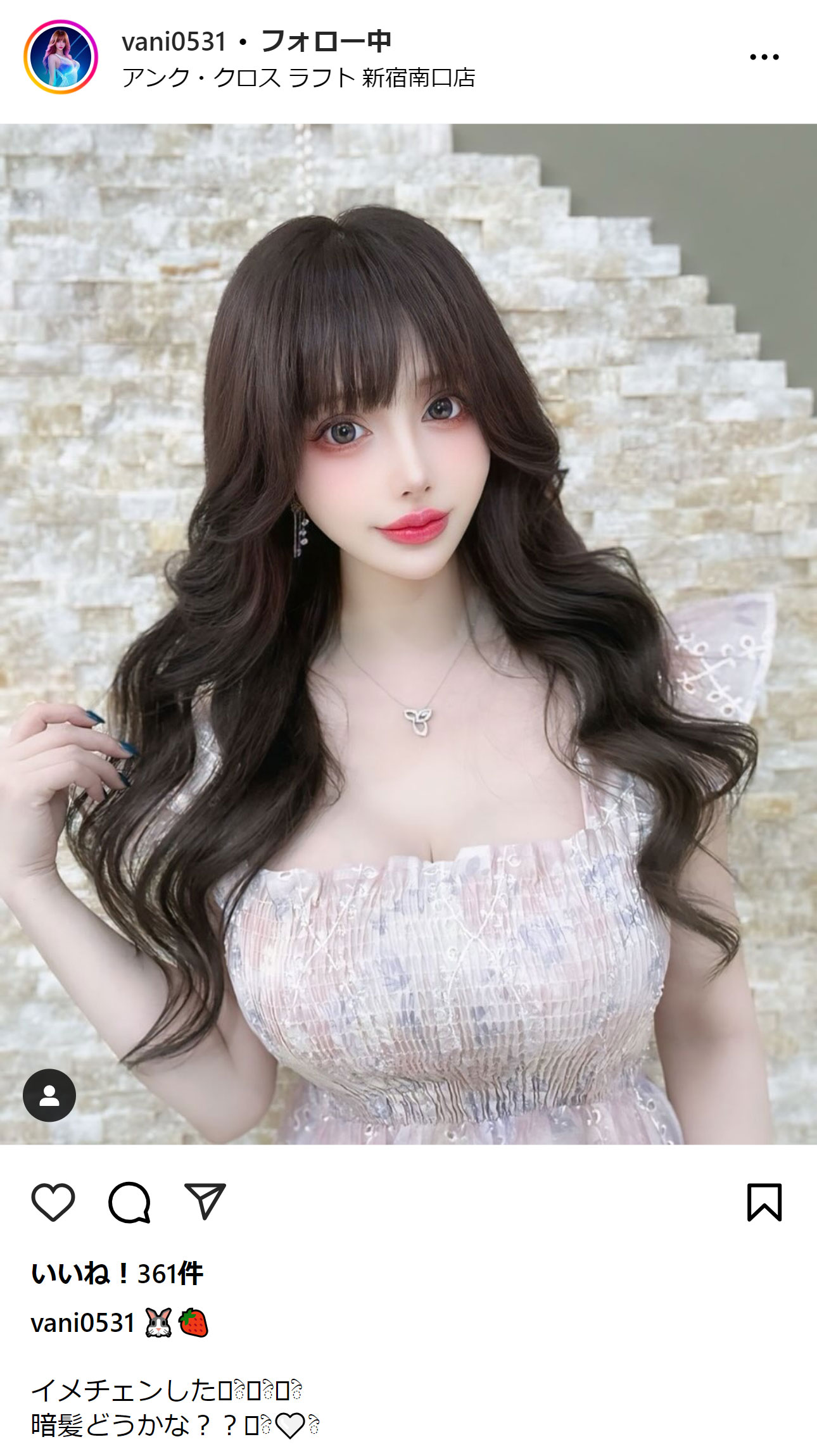 ヴァニラのインスタグラムから