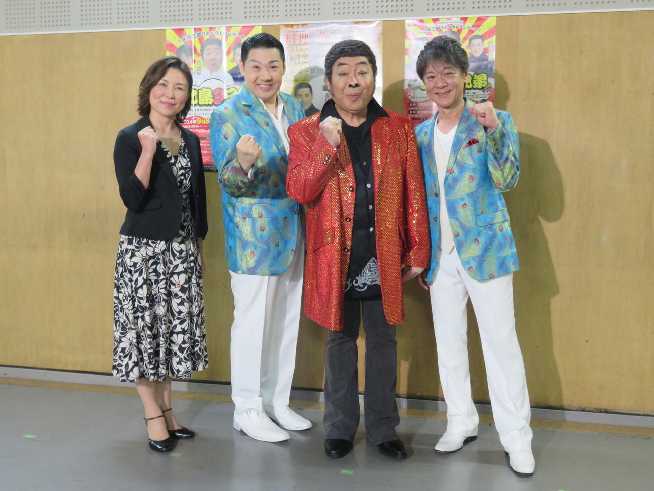 北島三郎リスペクトコンサート！「THE　北島3兄弟」の発表会見に出席した、左から水町レイコ、大江裕、コロッケ、北山たけし