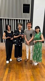 ラジオ収録に参加した、左から酒井法子、えまおゆう、森田健作、西村知美