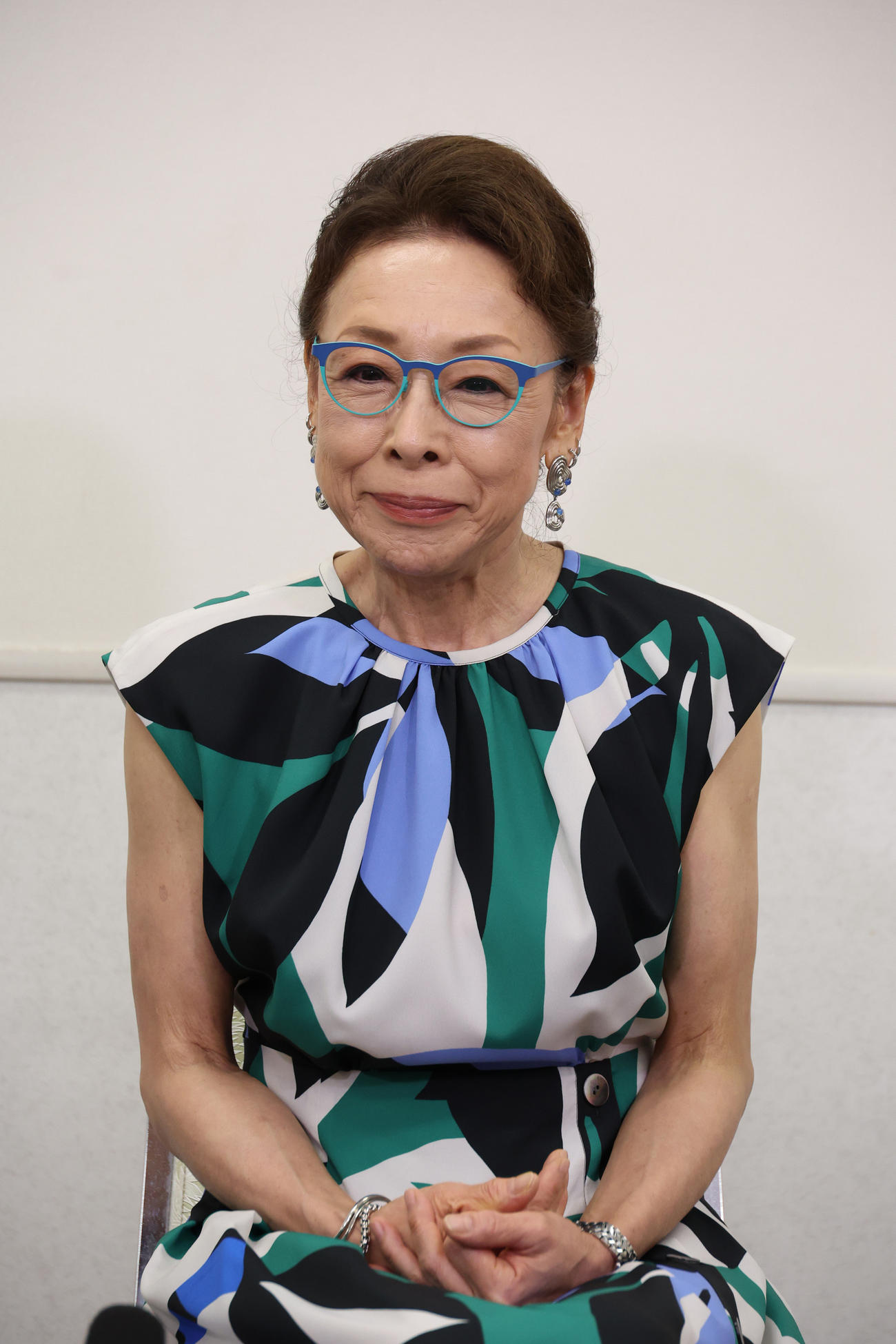 トークショーを終え会見する池波志乃（撮影・中島郁夫）