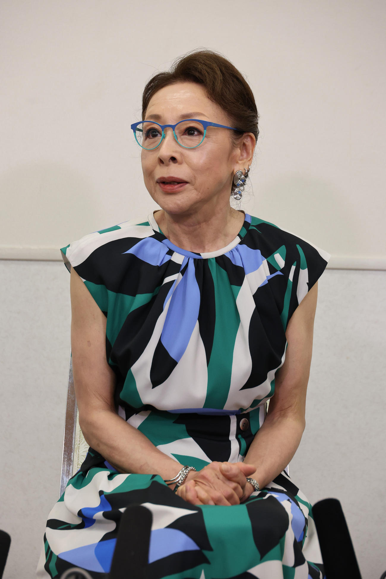 トークショーを終え会見する池波志乃（撮影・中島郁夫）