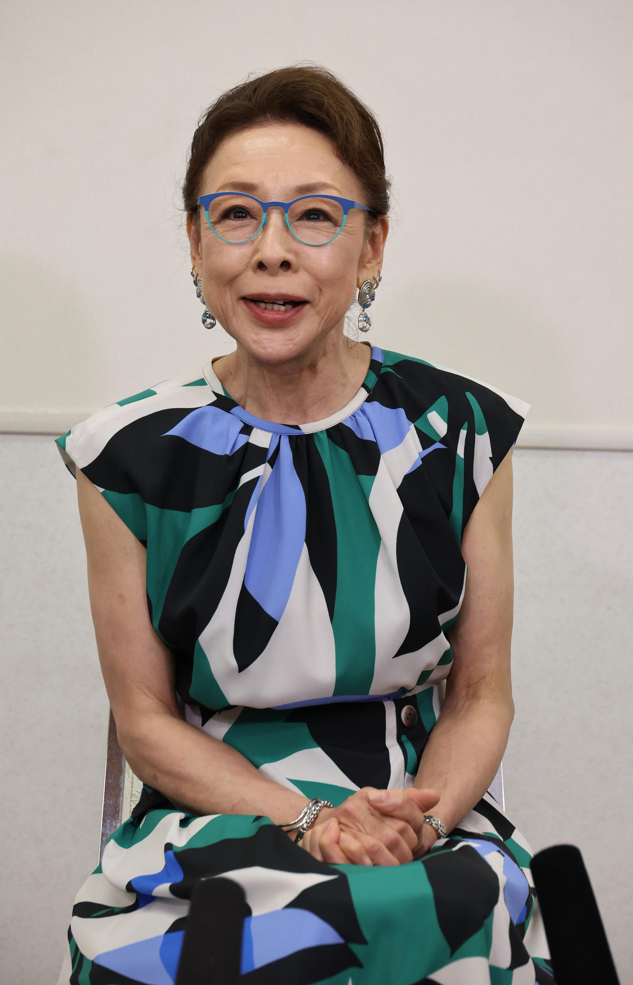 トークショーを終え会見する池波志乃（撮影・中島郁夫）