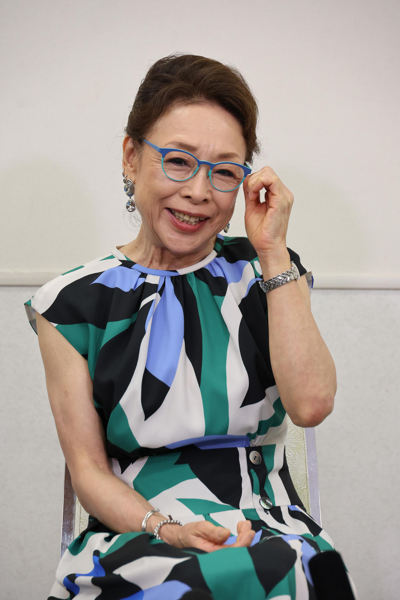 トークショーを終え会見する池波志乃（撮影・中島郁夫）