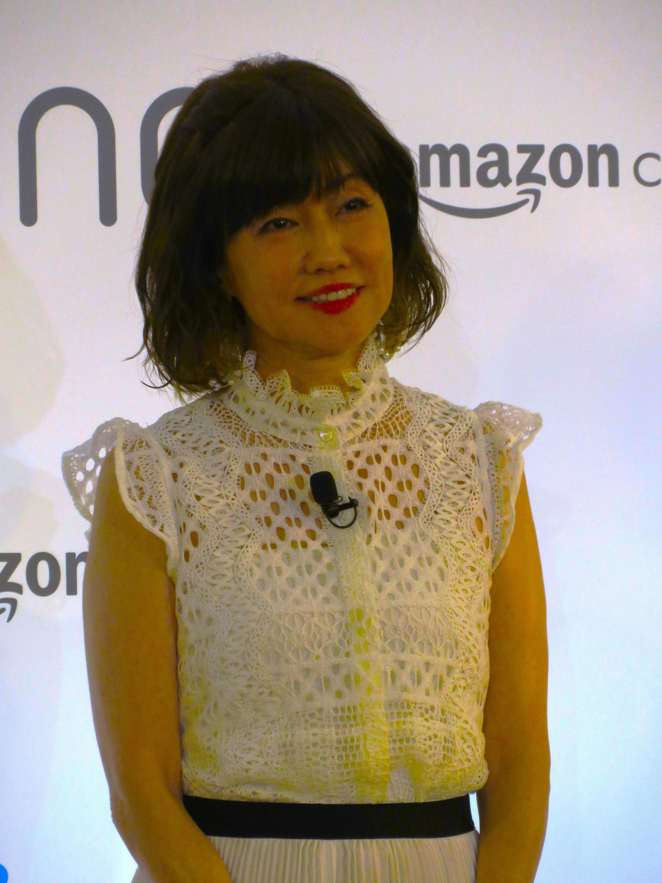 「Ring　首振り機能付きインドアカム」新製品発表会に出席した松本伊代
