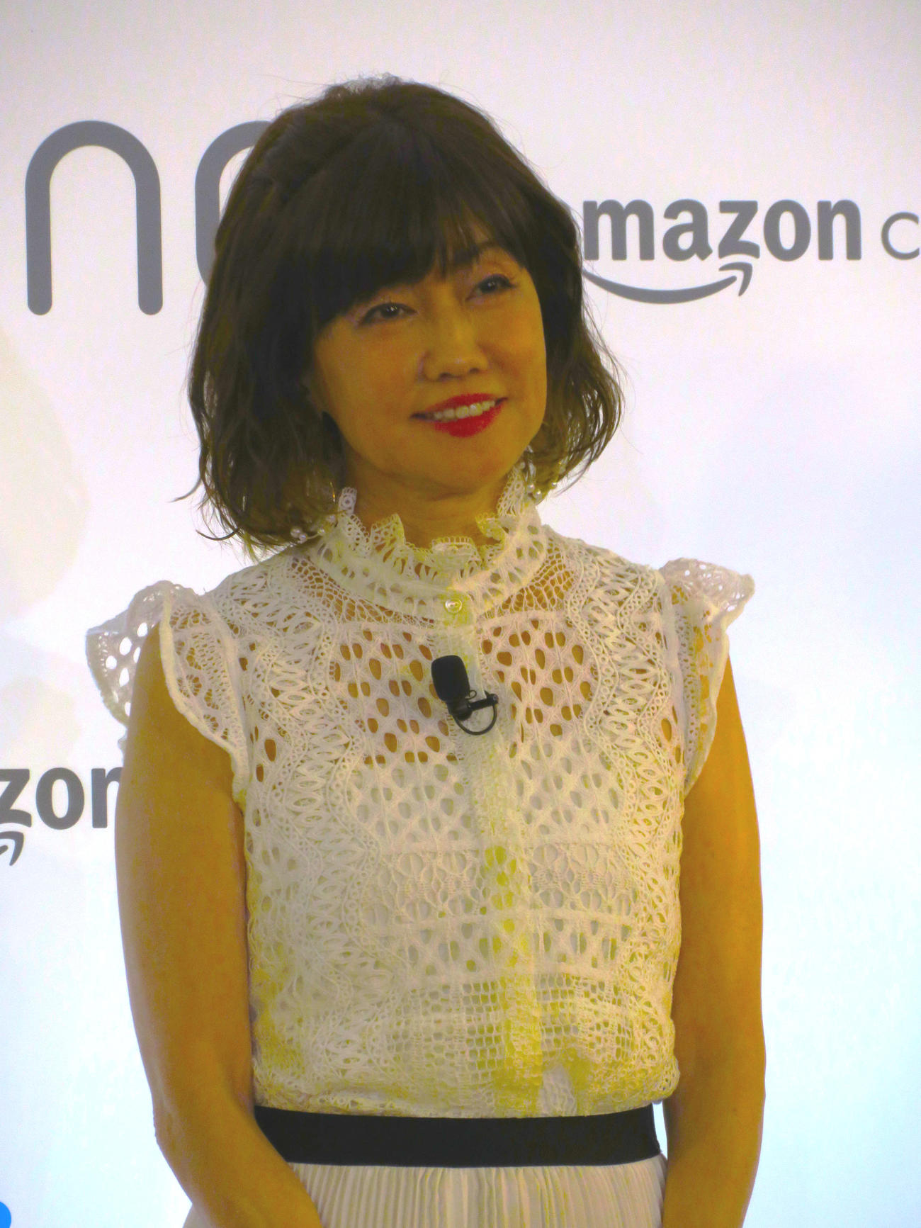 「Ring　首振り機能付きインドアカム」新製品発表会に出席した松本伊代