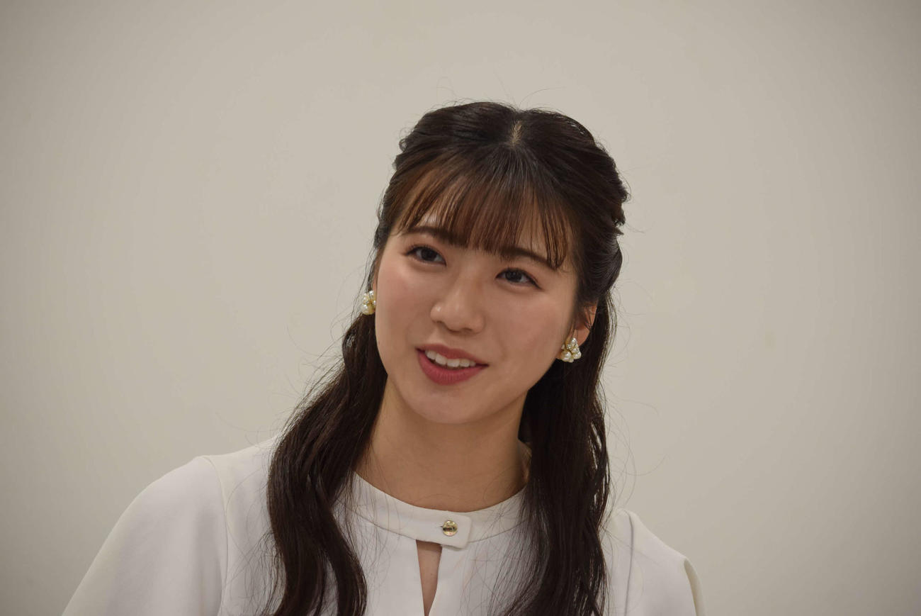 取材会に出席したカンテレ田中友梨奈アナウンサー（撮影・阪口孝志）