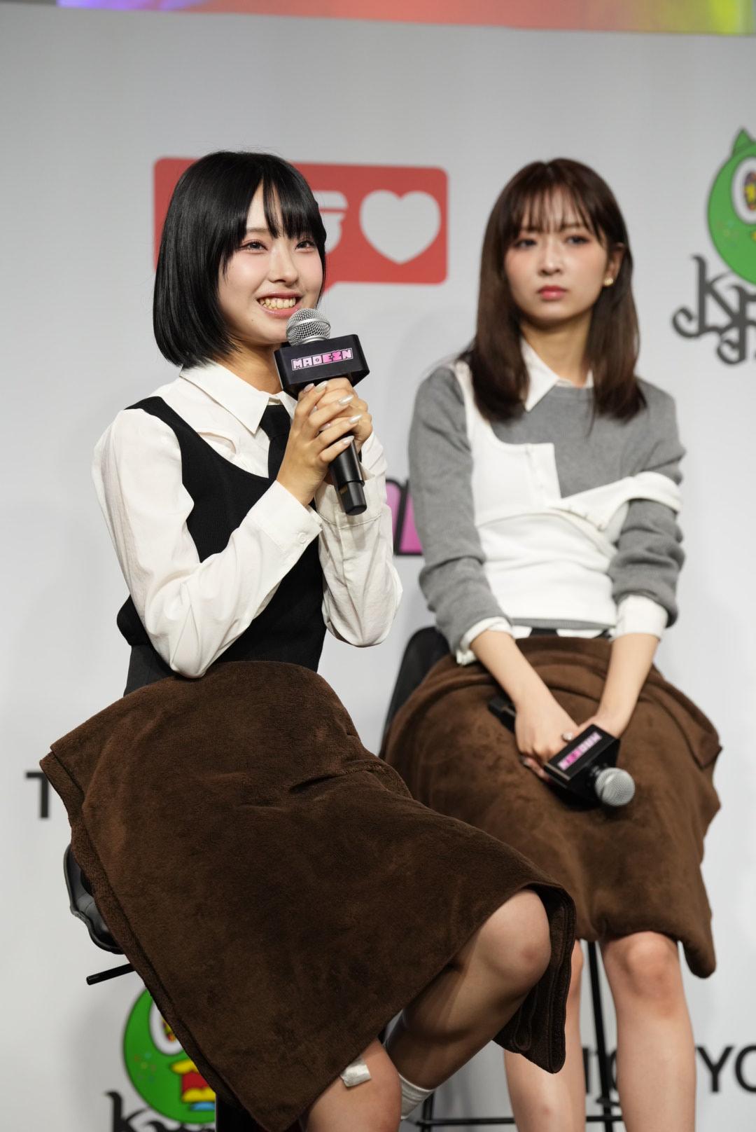 記者会見に臨むMADEINの、NAGOMI（撮影・小沢裕）