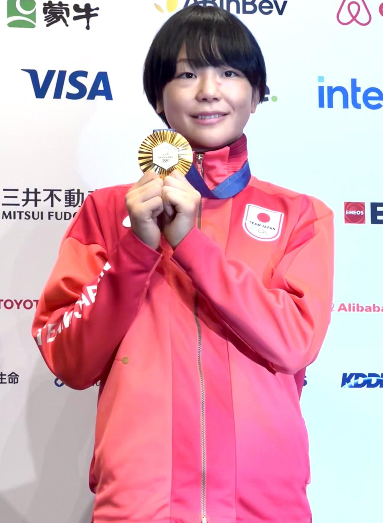 メダリスト会見に出席したレスリング女子53キロ級の藤波朱理（2024年8月撮影）