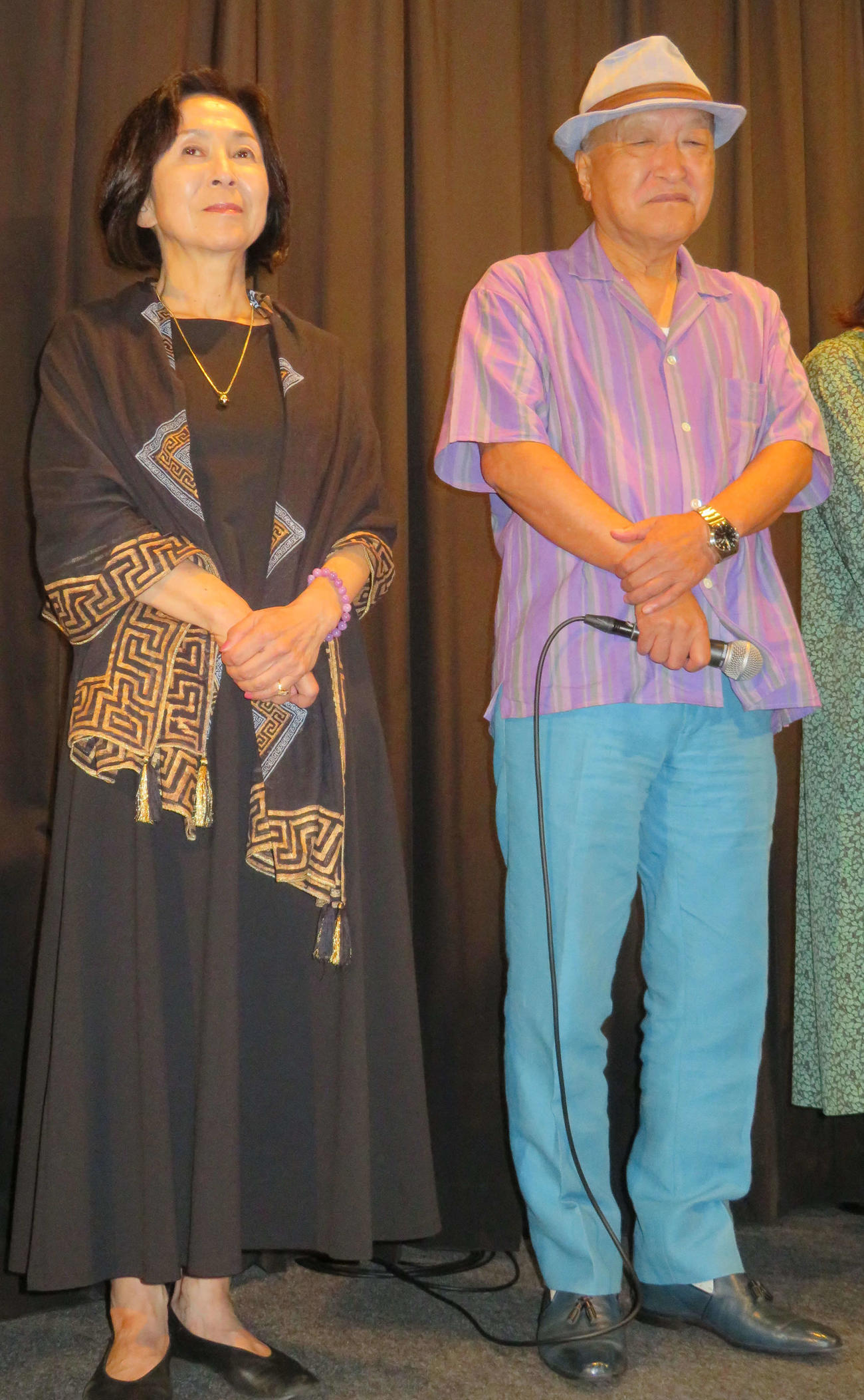 映画「とりつくしま」公開記念舞台あいさつに登壇した磯西真喜と柴田義之（撮影・村上幸将）