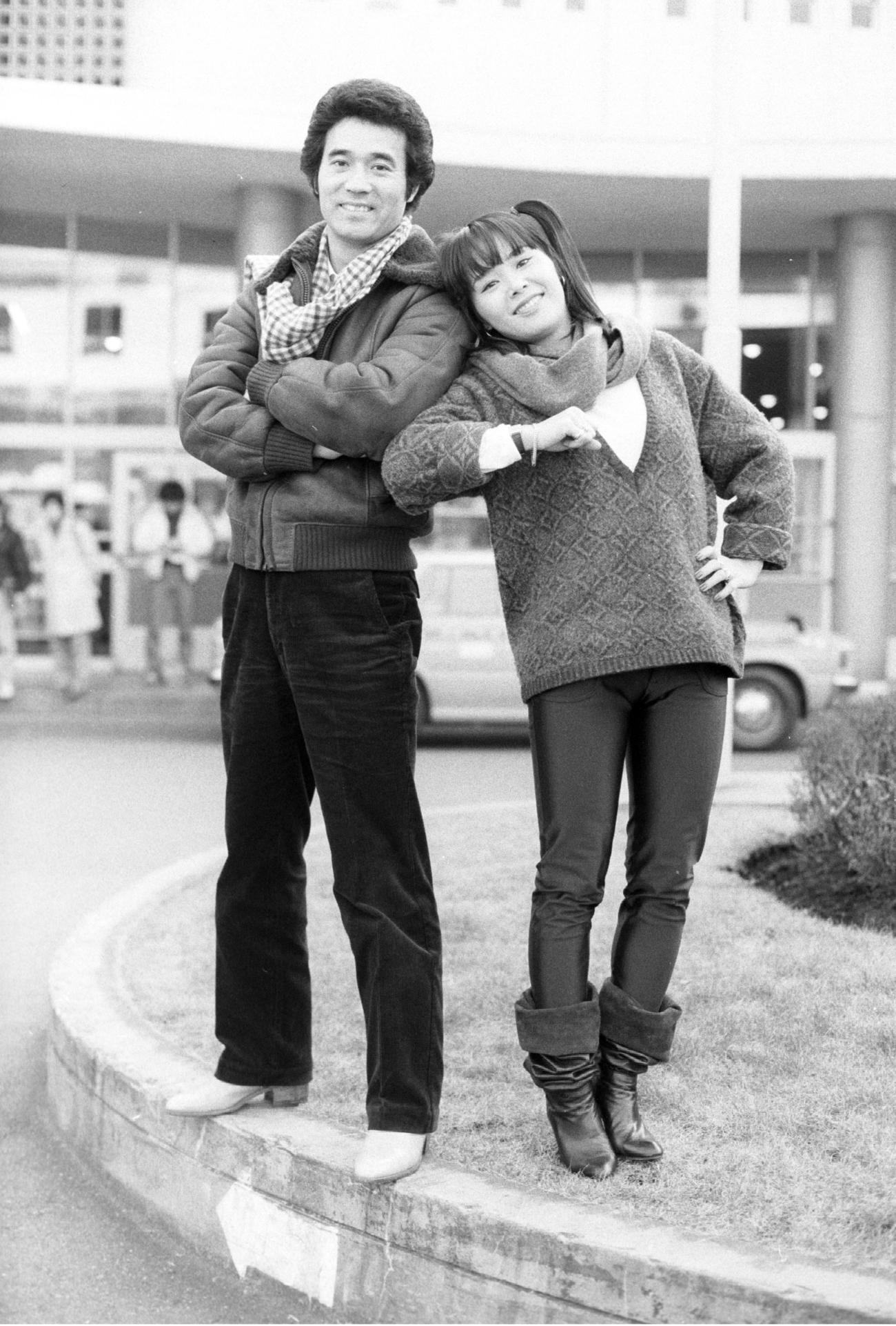 ヒロシ＆キーボーのヒロシ（黒沢博＝左）とキーボー（山田喜代子）（1983年1月撮影）