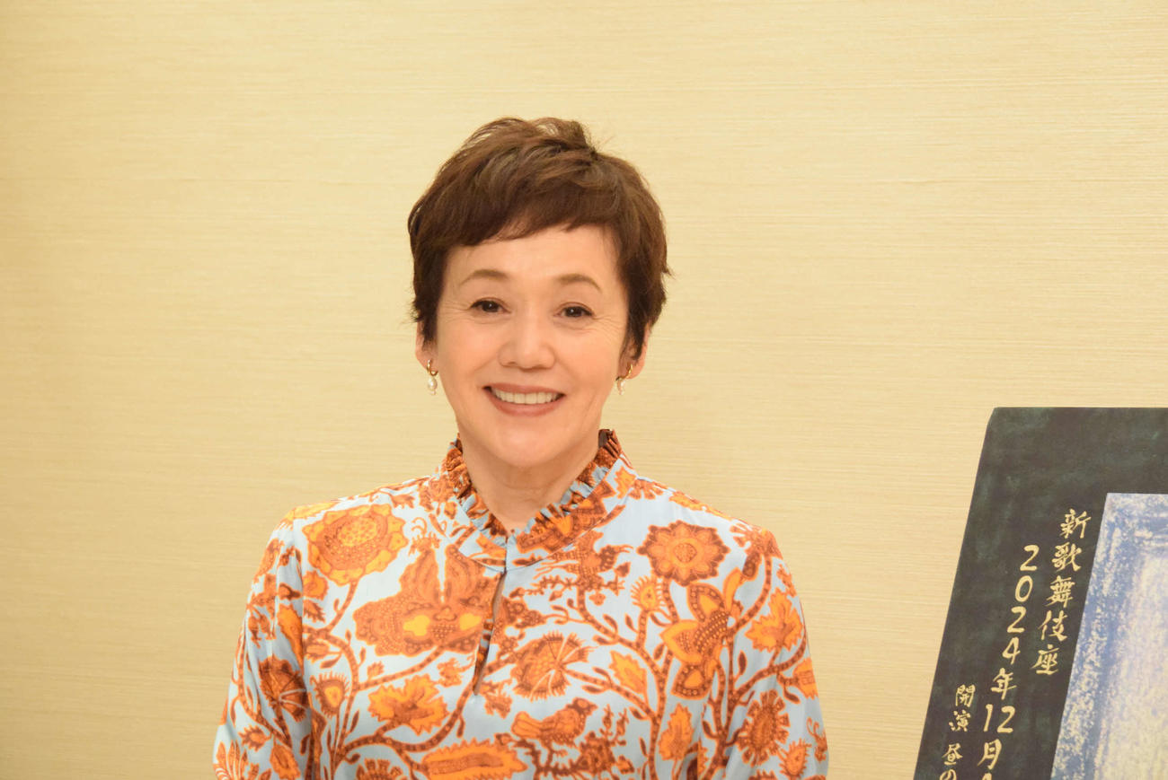 こまつ座第152回公演「太鼓たたいて笛ふいて」への思いを語った大竹しのぶ（撮影・阪口孝志）